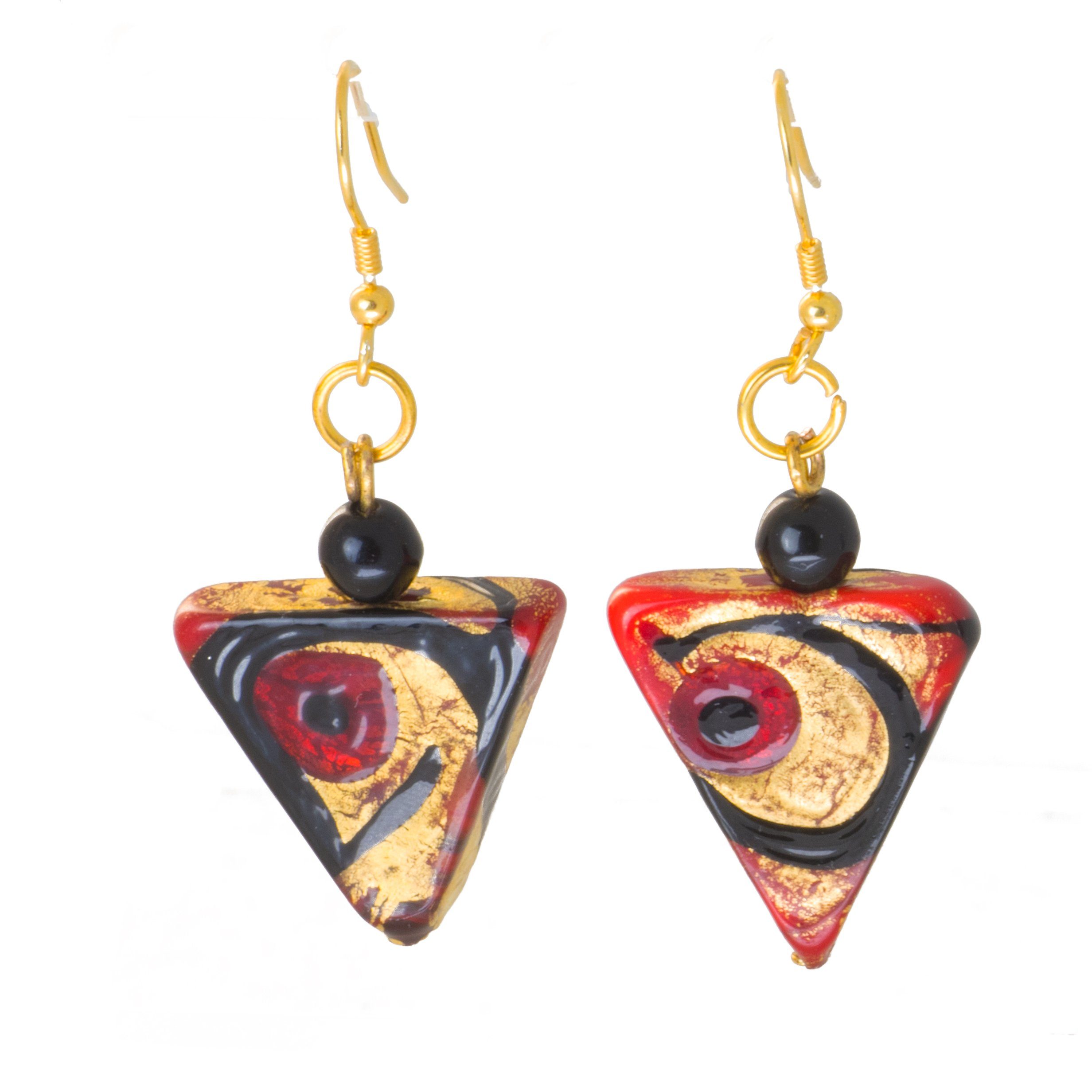Paar Ohrhänger Ohrringe mit echtem Murano Glas aus Murano / Venedig Dreiecksform