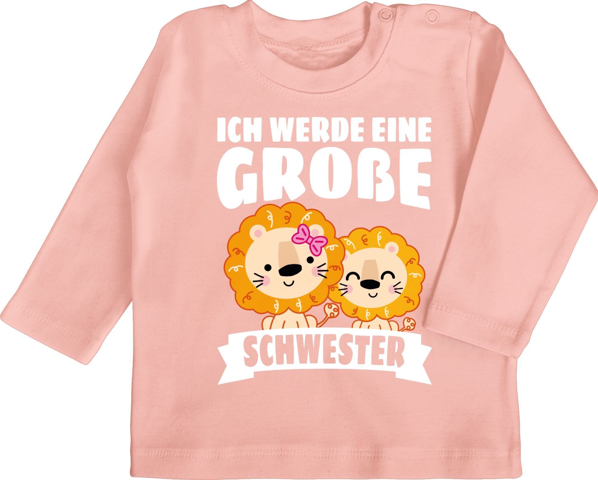 T-Shirt Ich werde eine große Schwester mit Löwen - weiß