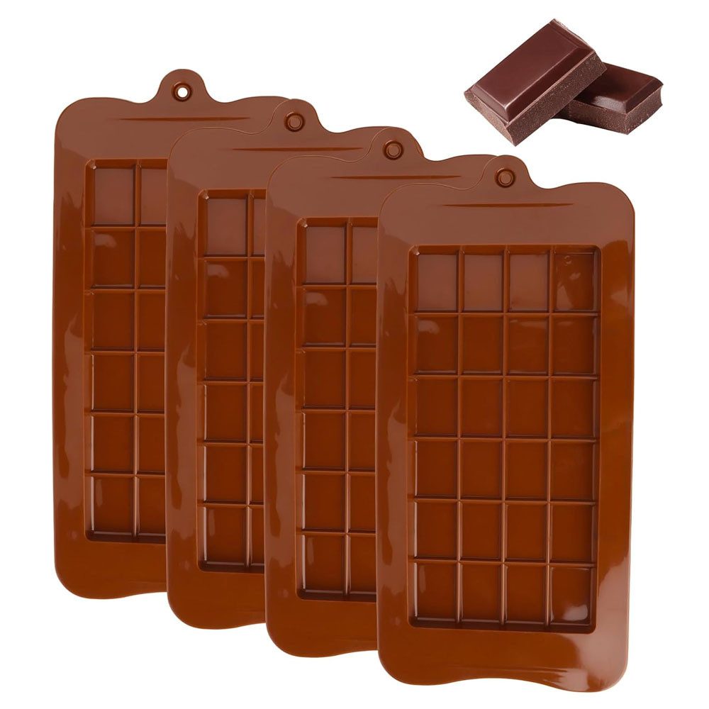 TUWENA Schokoladenform Silicone Schokoladen Silikonform, Brechbare Schokoladenformen, 4 Stück