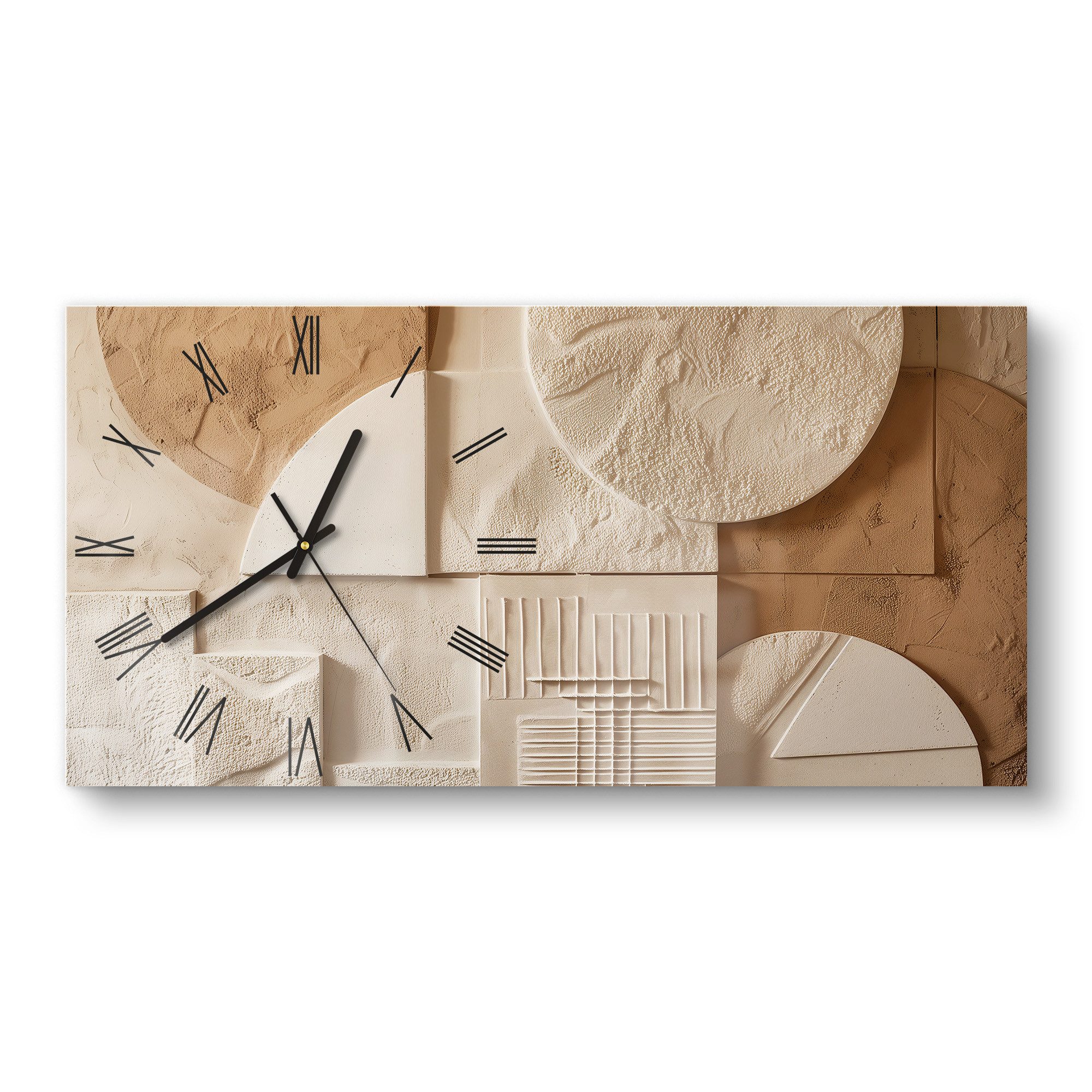 DEQORI Wanduhr 'Wüstengeometrie' (Glas Glasuhr modern Wand Uhr Design Küche günstig online kaufen