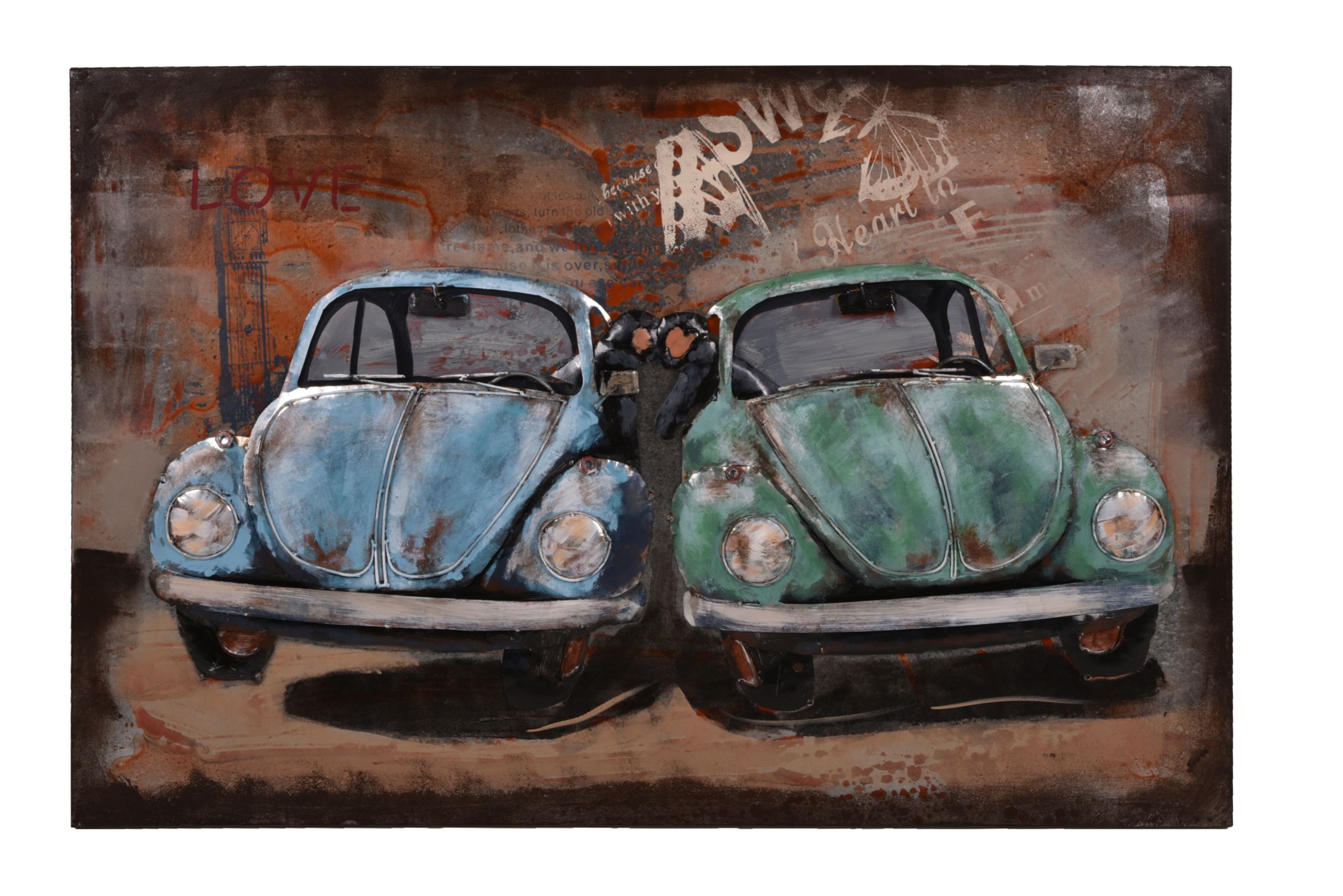 Gravidus Metallbild 3D Metallbild blaue Autos Картина Metall Leinwand Bild Vintage