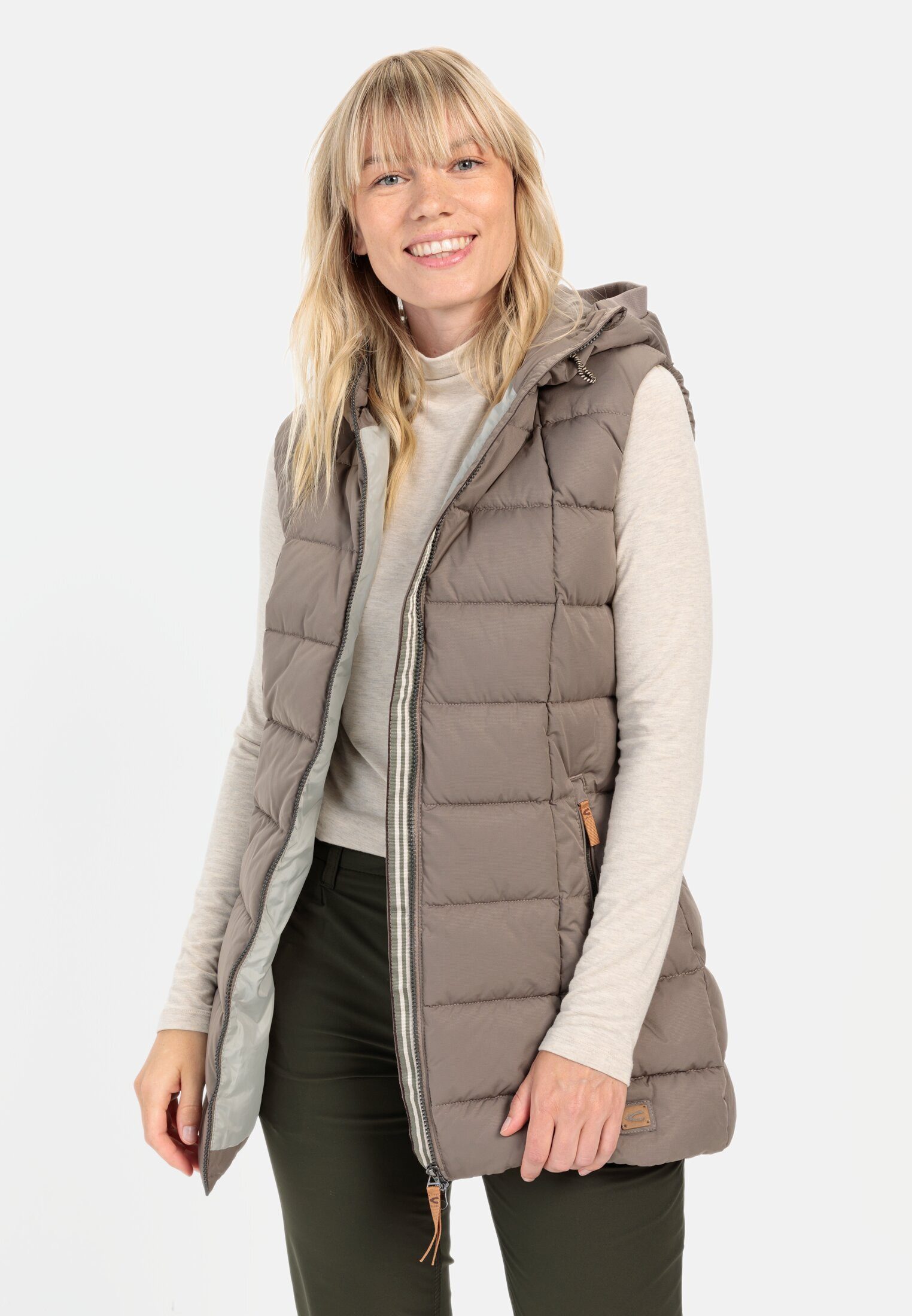 camel active Longweste mit Kapuze ärmellos Kapuze Badge günstig online kaufen