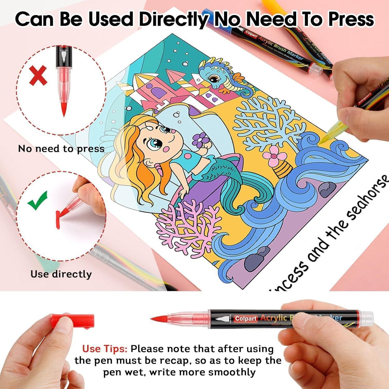 colpart Lackmarker Acrylfarbe Stifte Set 48 Farben wasserfest für