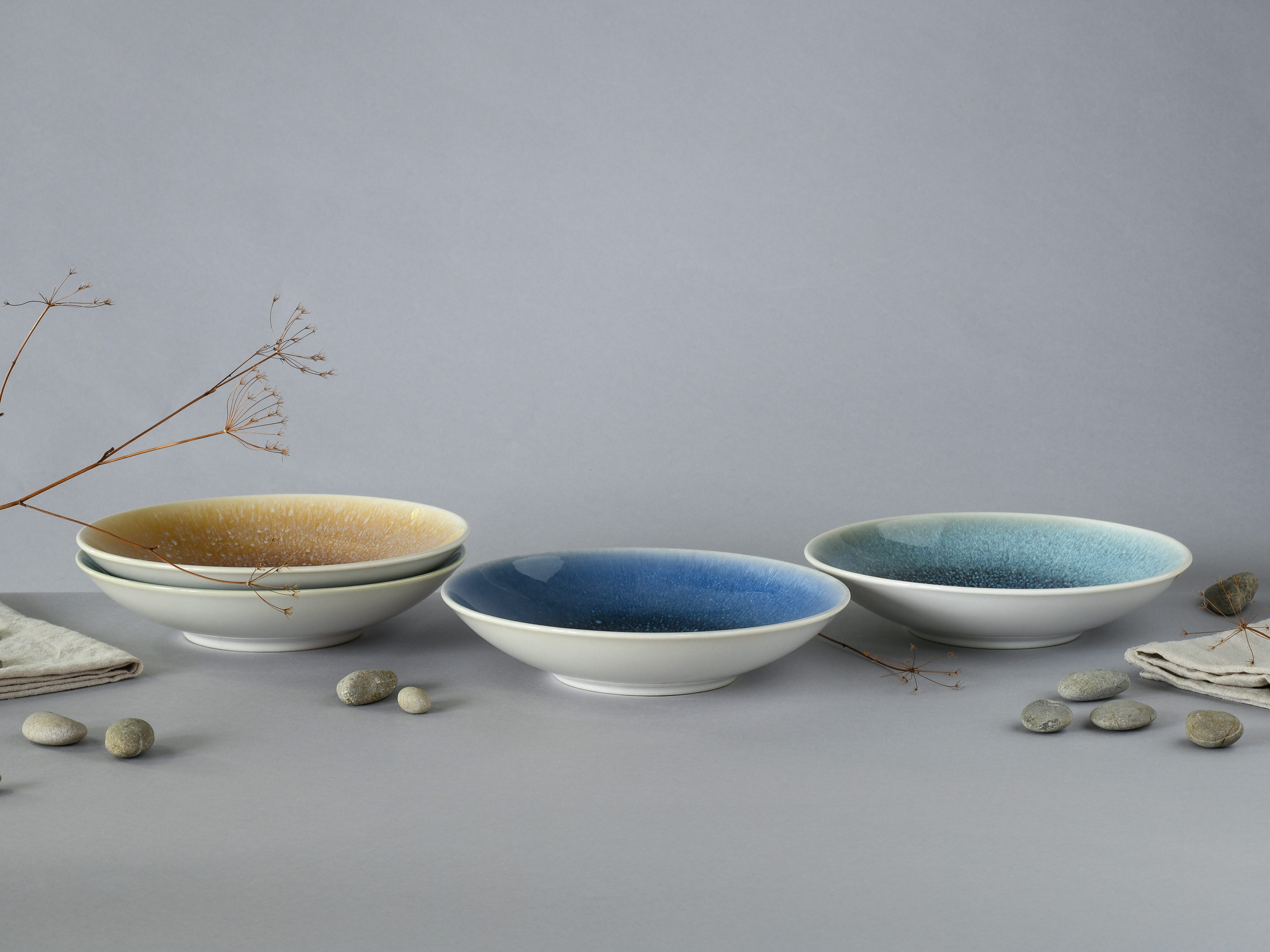 CreaTable Schüssel Caldera Mix, Poke Bowl, 4-tlg., Steinzeug, (Set, 4-tlg), Moderne Coupeform, Reaktivglasur