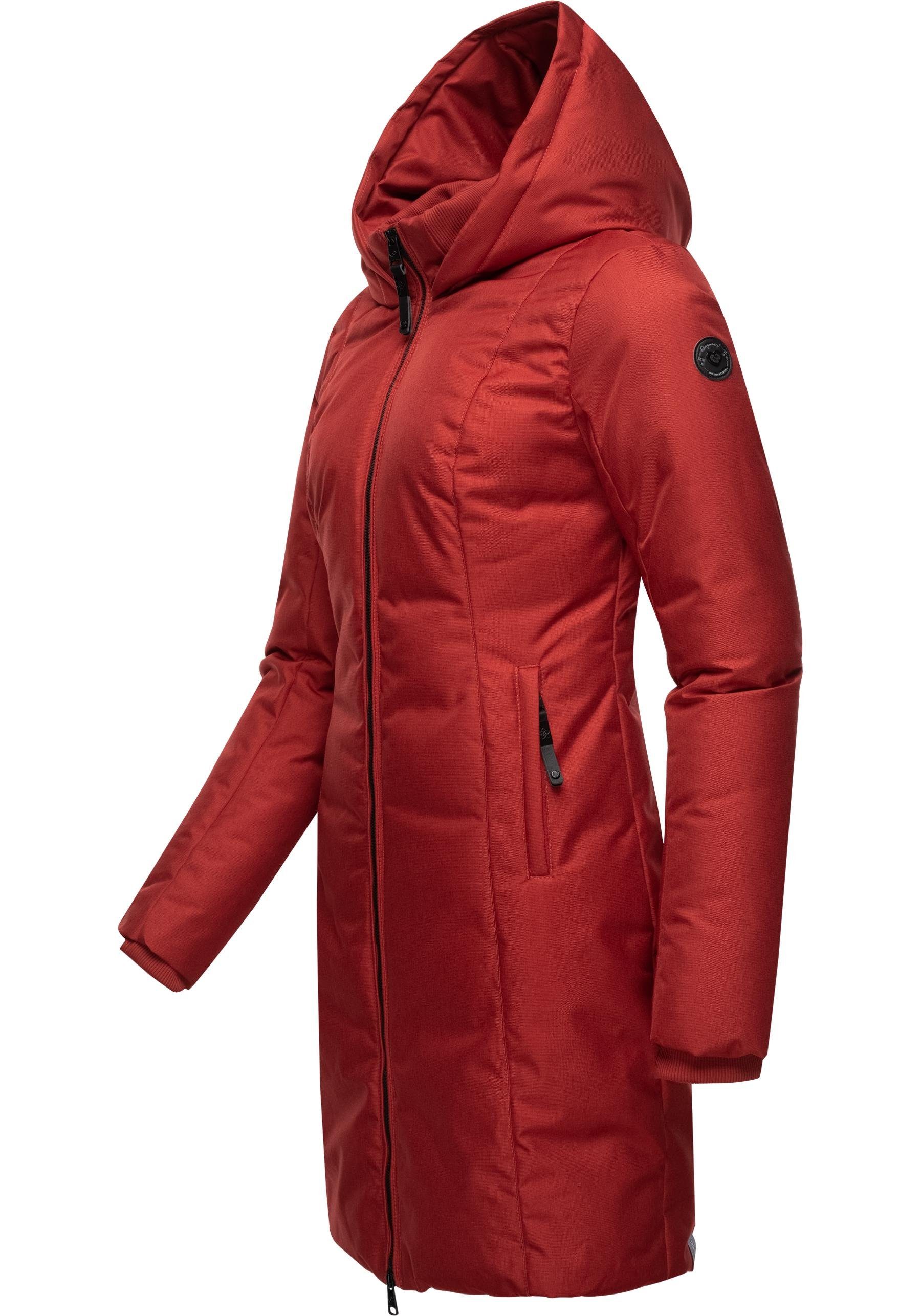 Winterparka mit Wintermantel Kapuze Ragwear stylischer großer rot Amarri