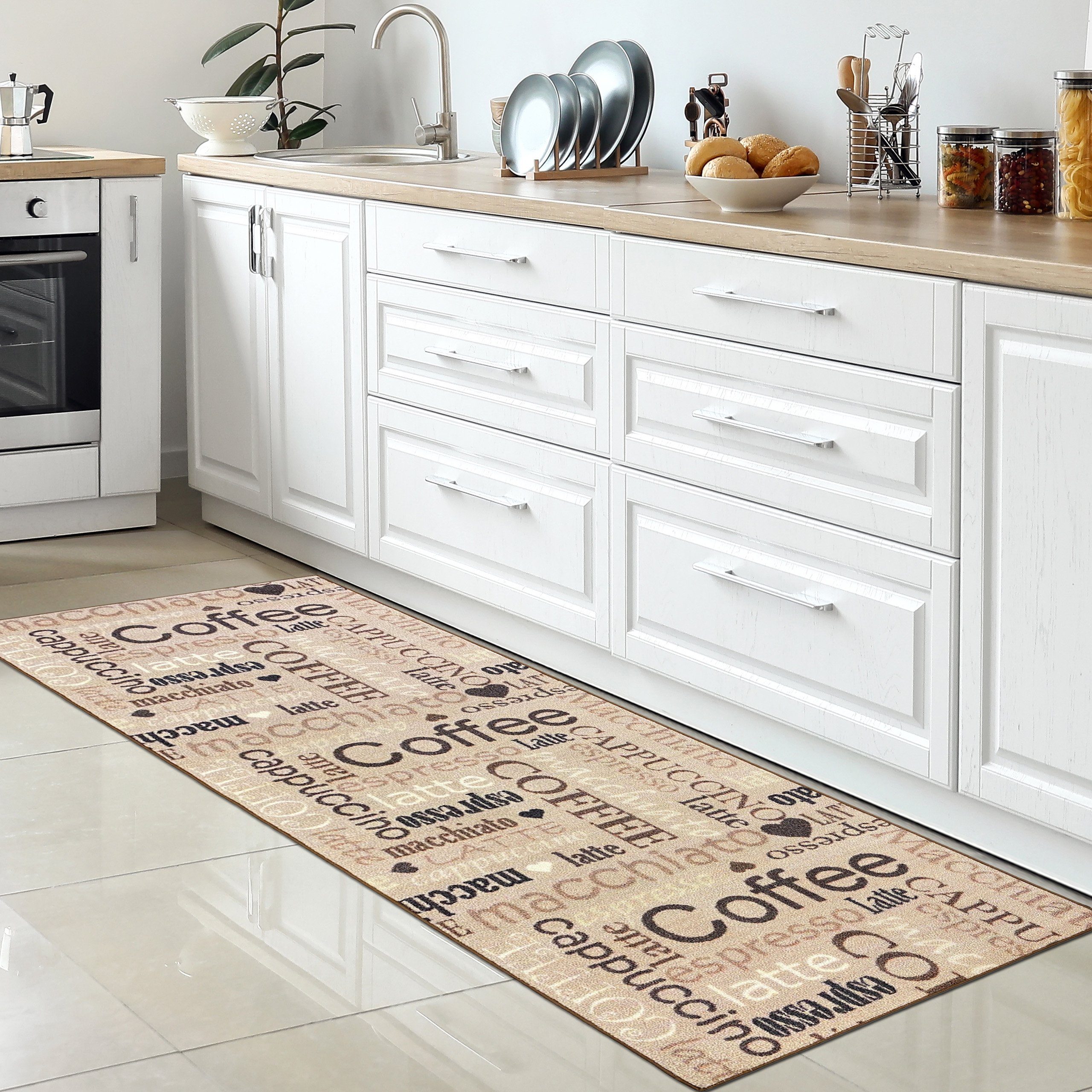 Carpetia Teppich Küchenläufer beige schwarz braunem günstig online kaufen