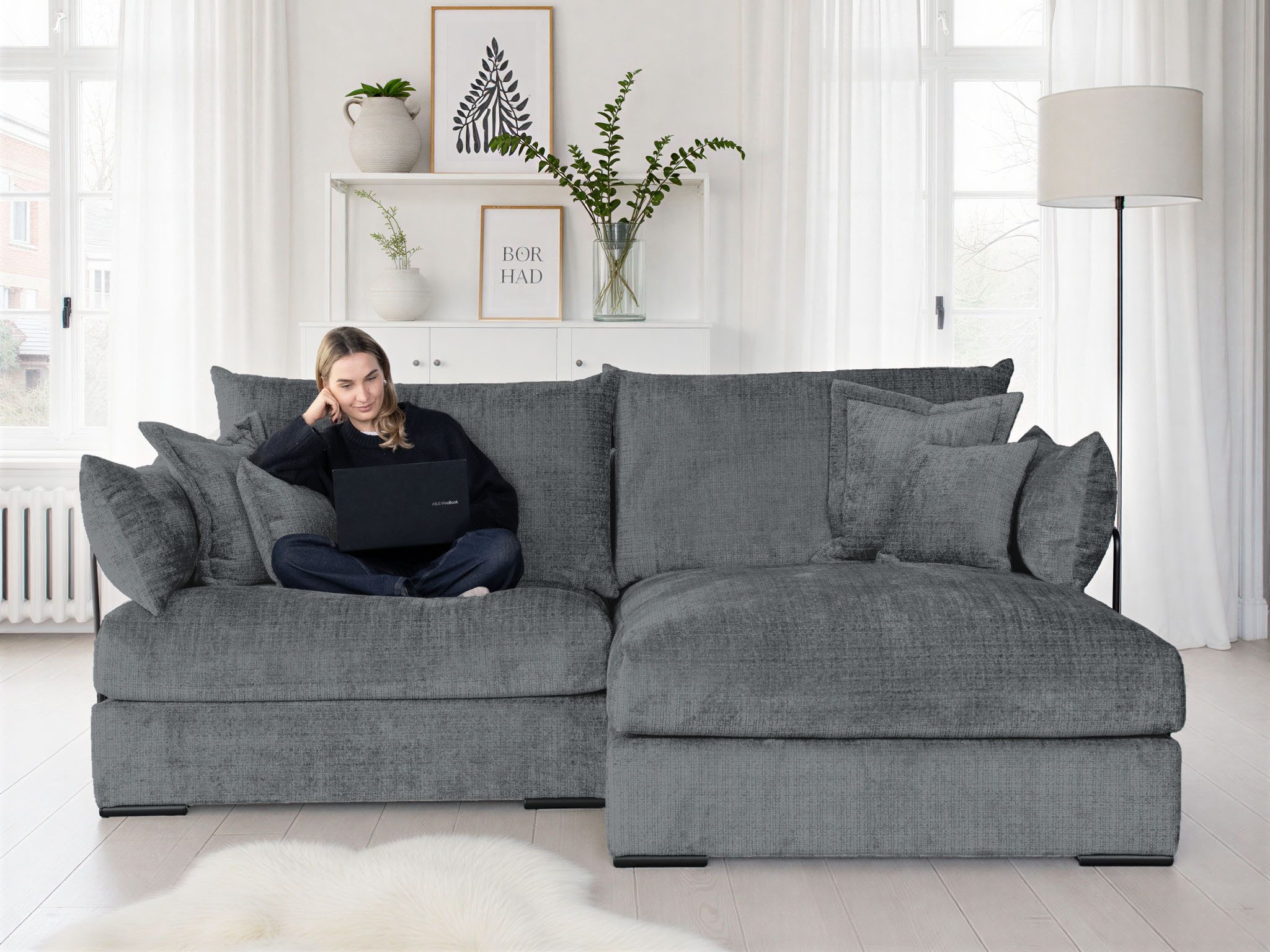 Home affaire Ecksofa Casa XXL L-Form, Breite 247 cm, Mega-Sofa, Cord oder Chenille-Struktur wählbar, mit Federkern!