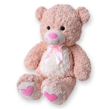 Kuscheltier Teddybär Bär flauschig mit Schleife und Herz Tatzen in braun