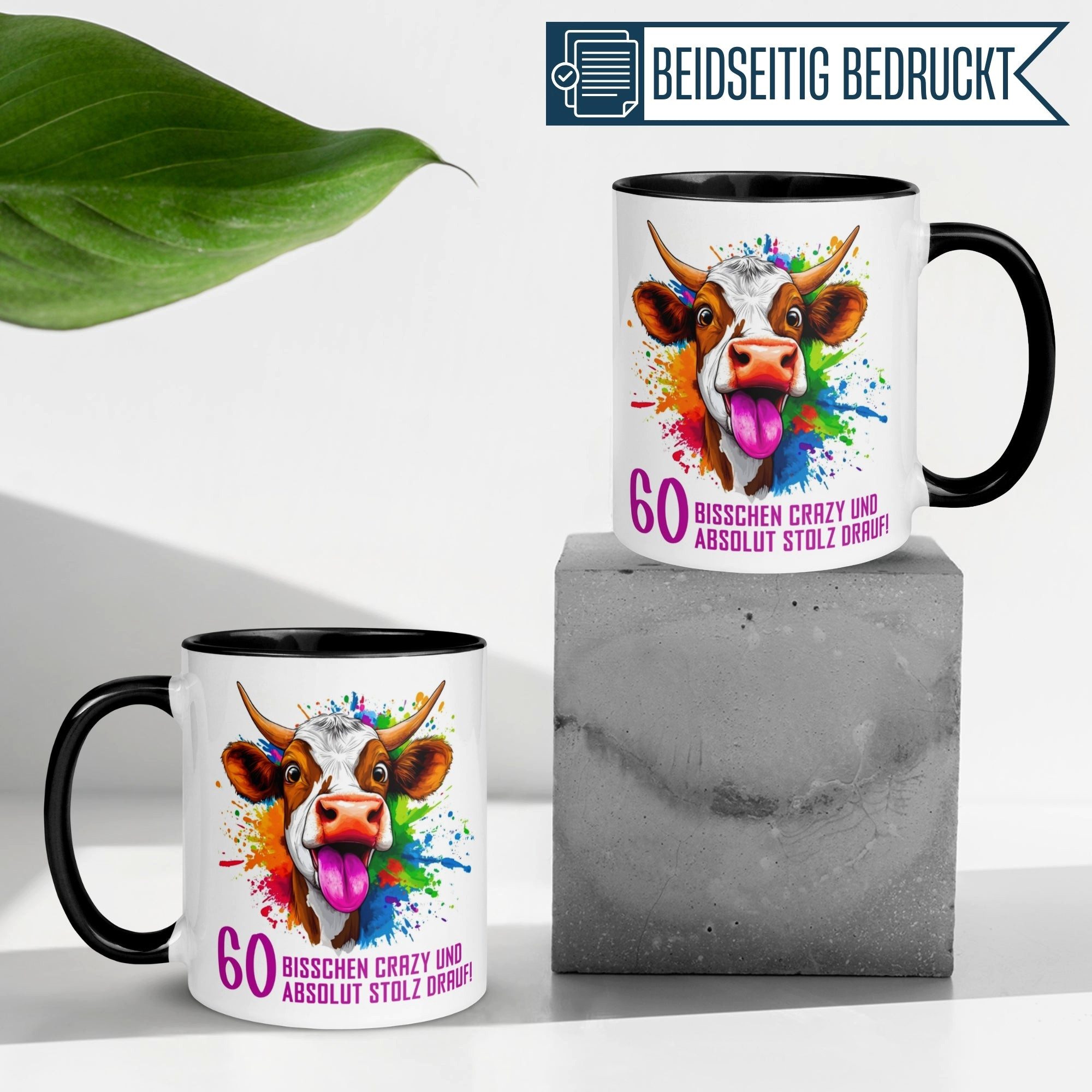 Momentals Tasse 60. Geburtstag Mann Frau – Crazy und Stolz drauf – Männer Frauen, Gratis Versand · Links-&Rechtshänder · Spülmaschinenfest