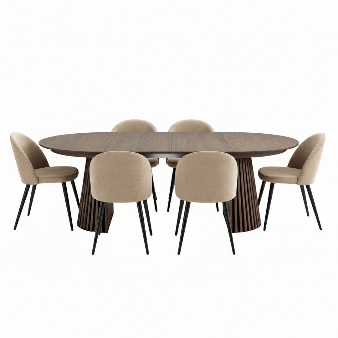 ebuy24 Essgruppe Tokyo Essgruppe Esstisch smoked, 6 Stühle aus beig, (7-tlg günstig online kaufen