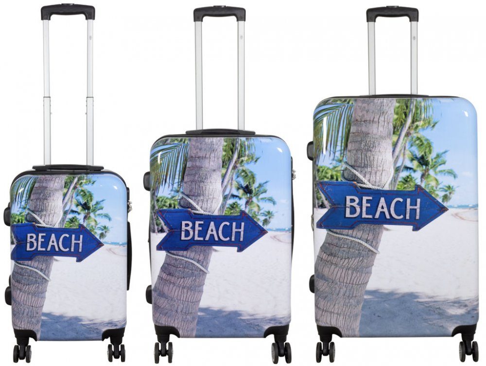 MONOPOL® Kofferset Kofferset 3tlg Reisekoffer Polycarbonat Hartschale Beach