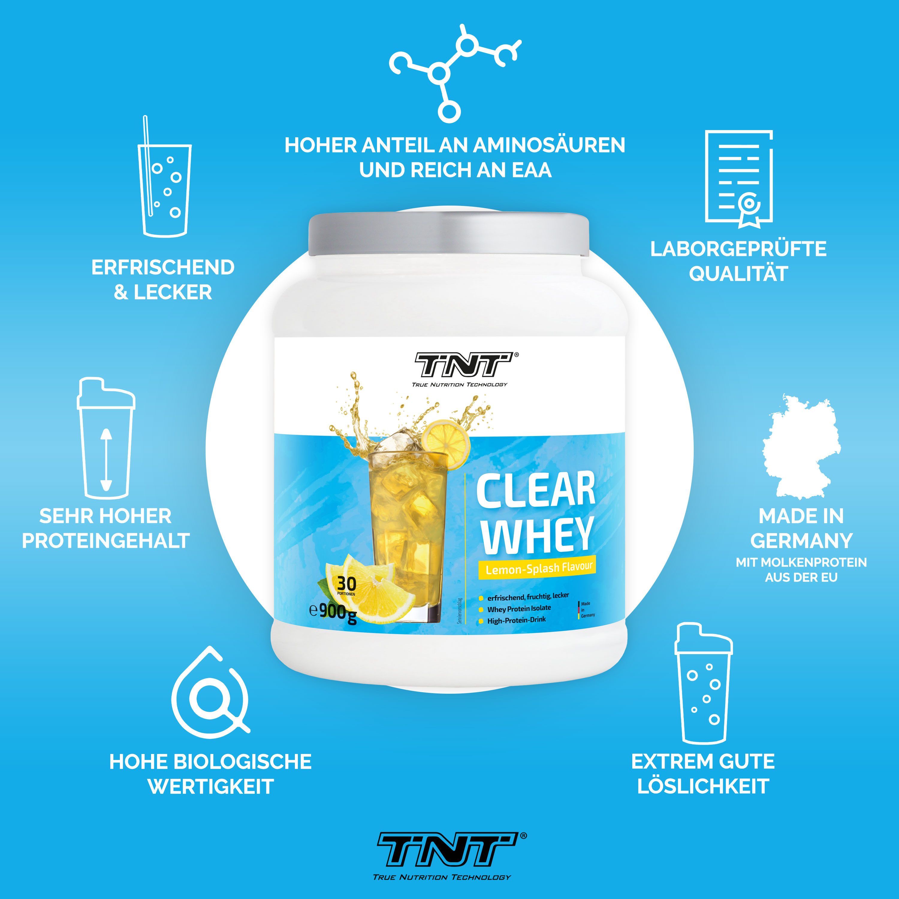 TNT (True Nutrition Technology) Clear Whey - High Protein Proteinpulver als Erfrischungsgetränk Pulver