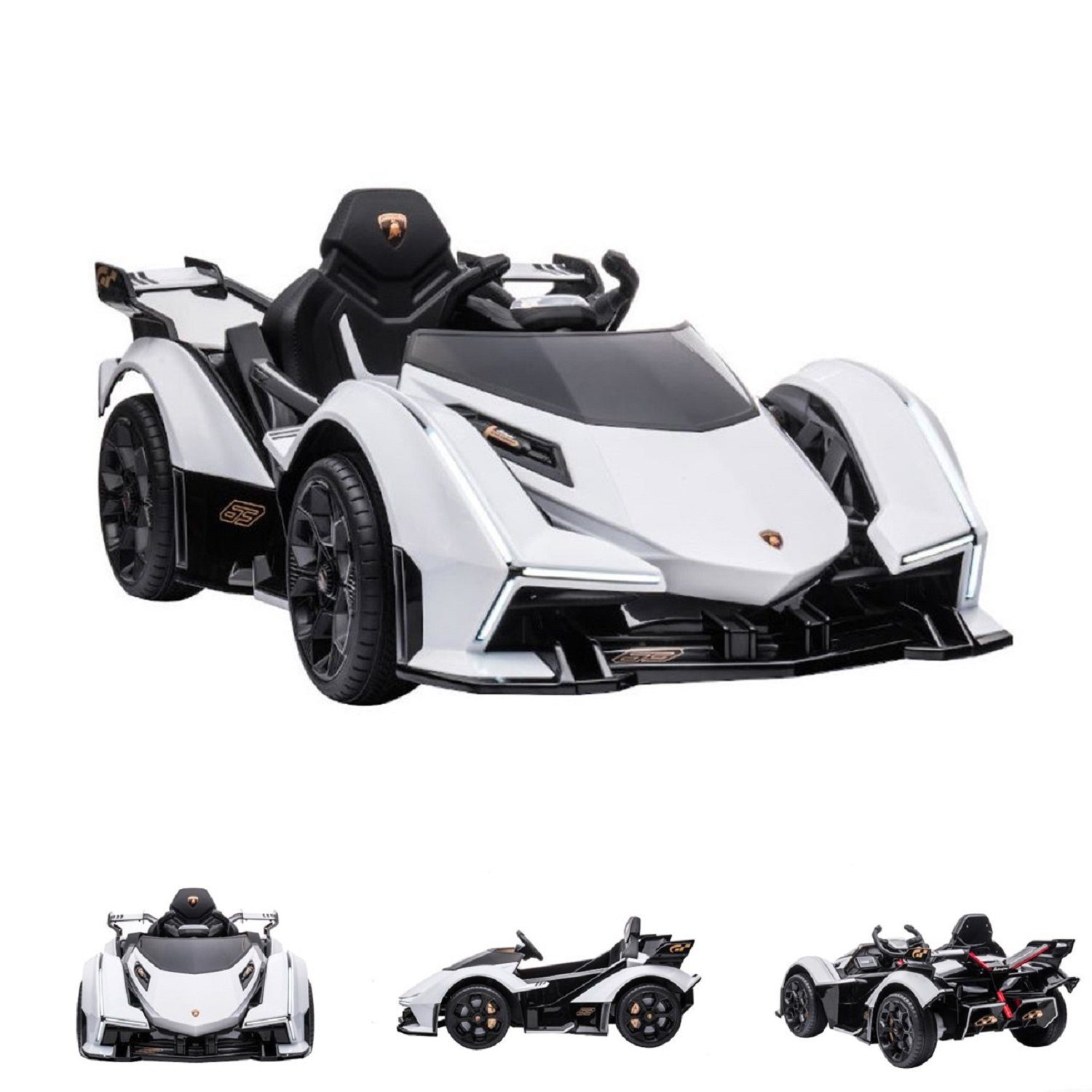 ES-Toys Elektro-Kinderauto Elektroauto Lamborghini V12, Belastbarkeit 40 kg, Vision Gran Turismo Fernbedienung MP3