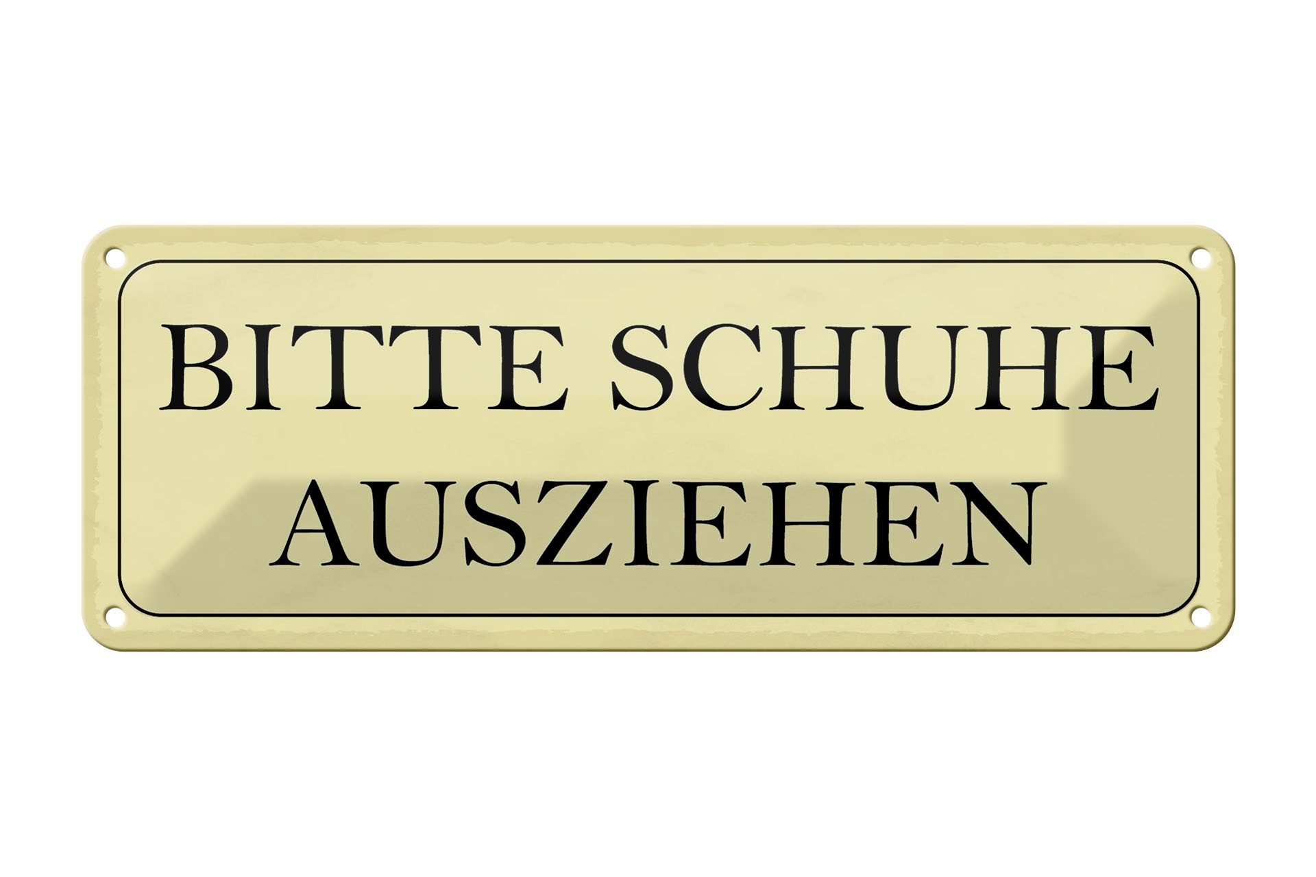 Femer GmbH Metallschild Hinweis 27x10cm bitte Schuhe ausziehen, (1 St), gewölbte Oberfläche, abgerundete Ecken, umgeschlagene Kanten