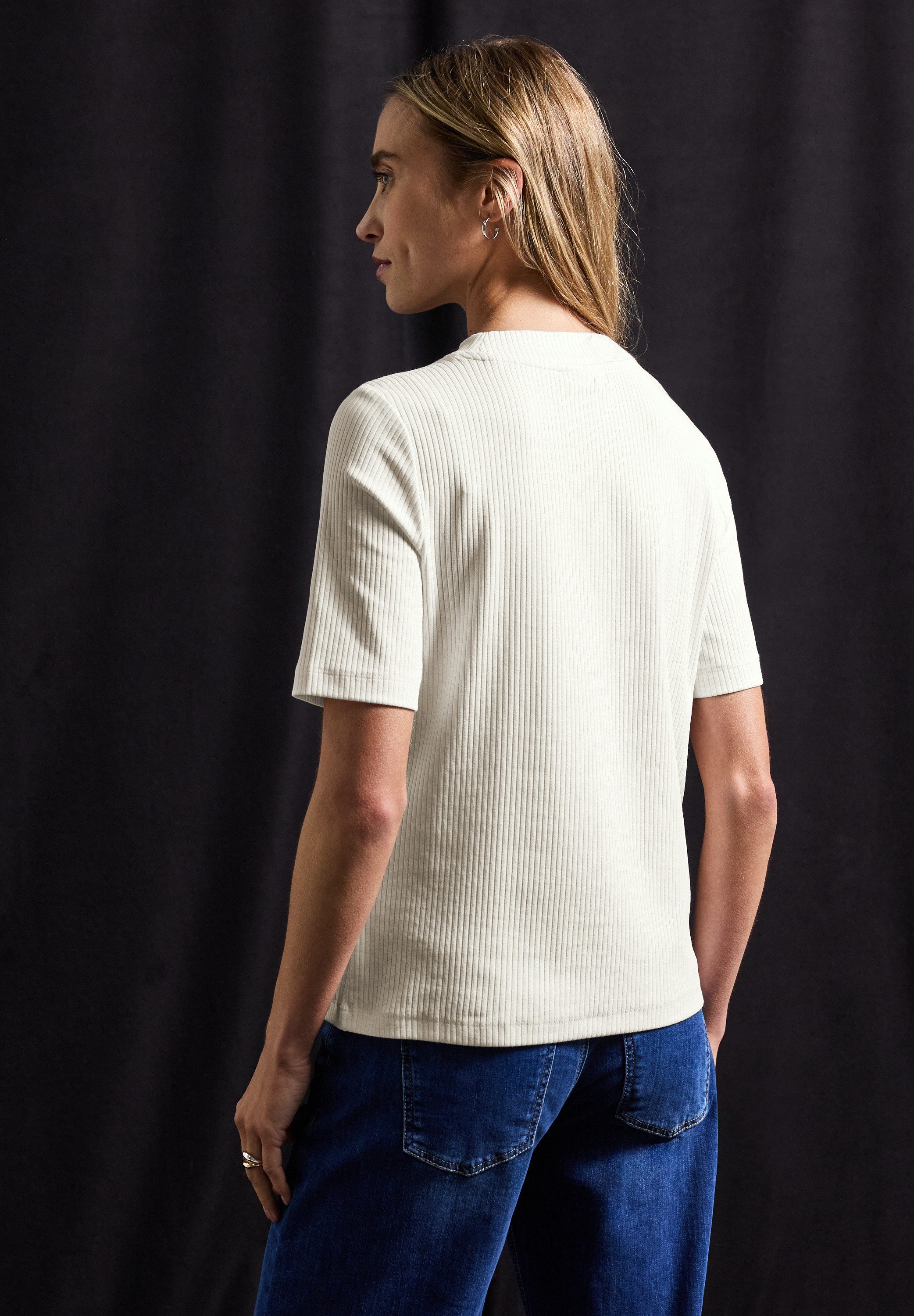 STREET ONE T-Shirt mit Rippstruktur, Sommershirt günstig online kaufen