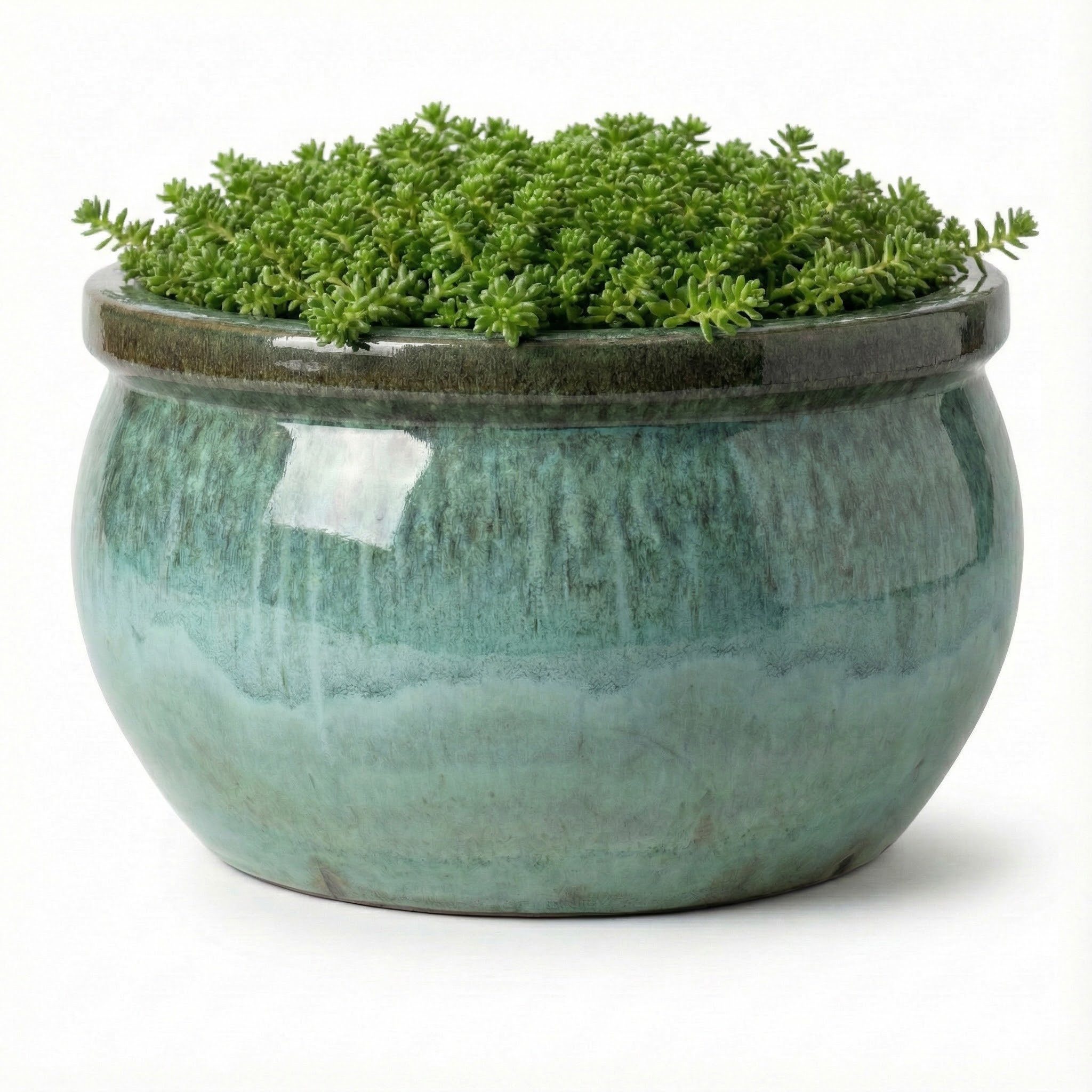 Teramico Pflanzkübel Pflanzgefäß "Bavaria" Moosgrün – Ø 35 cm – Frostfestes Steinzeug, 100% Frostfest