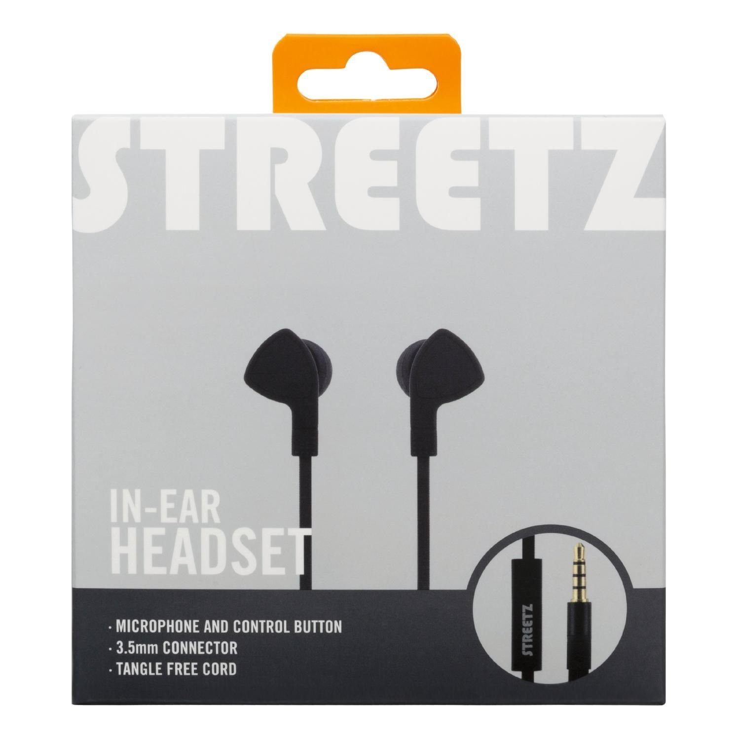 Headset/Kopfhörer Mikrofon, STREETZ Kabel HL-W102 Kopfhörer (integriertes 3.5mm 5 Silikonohrstöpsel In-Ear inkl. Herstellergarantie) 1.2m Jahre