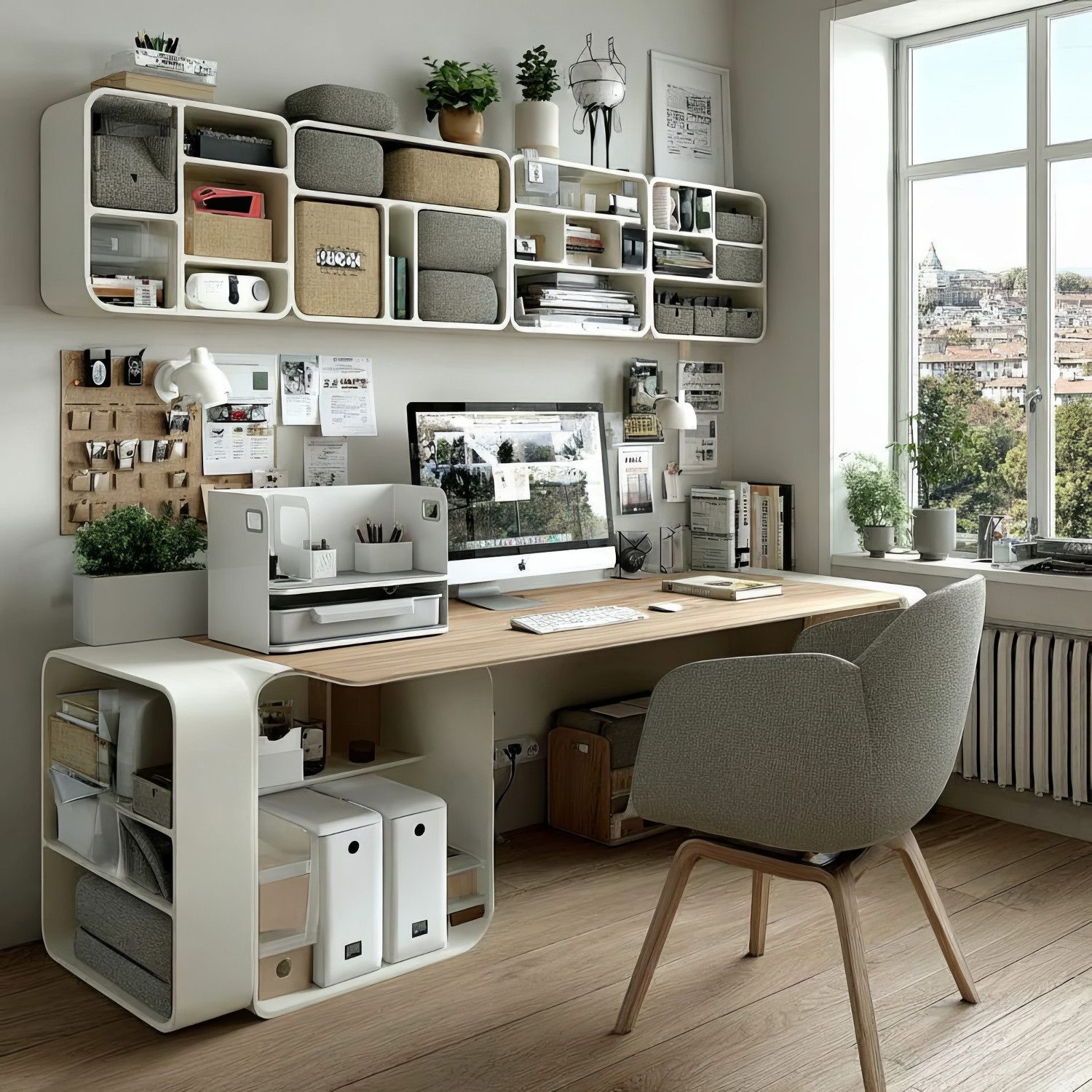 Ergo Office Organizer ER-441, mit Qi-Ladestation, Fächer-Schublade und Buchstütze