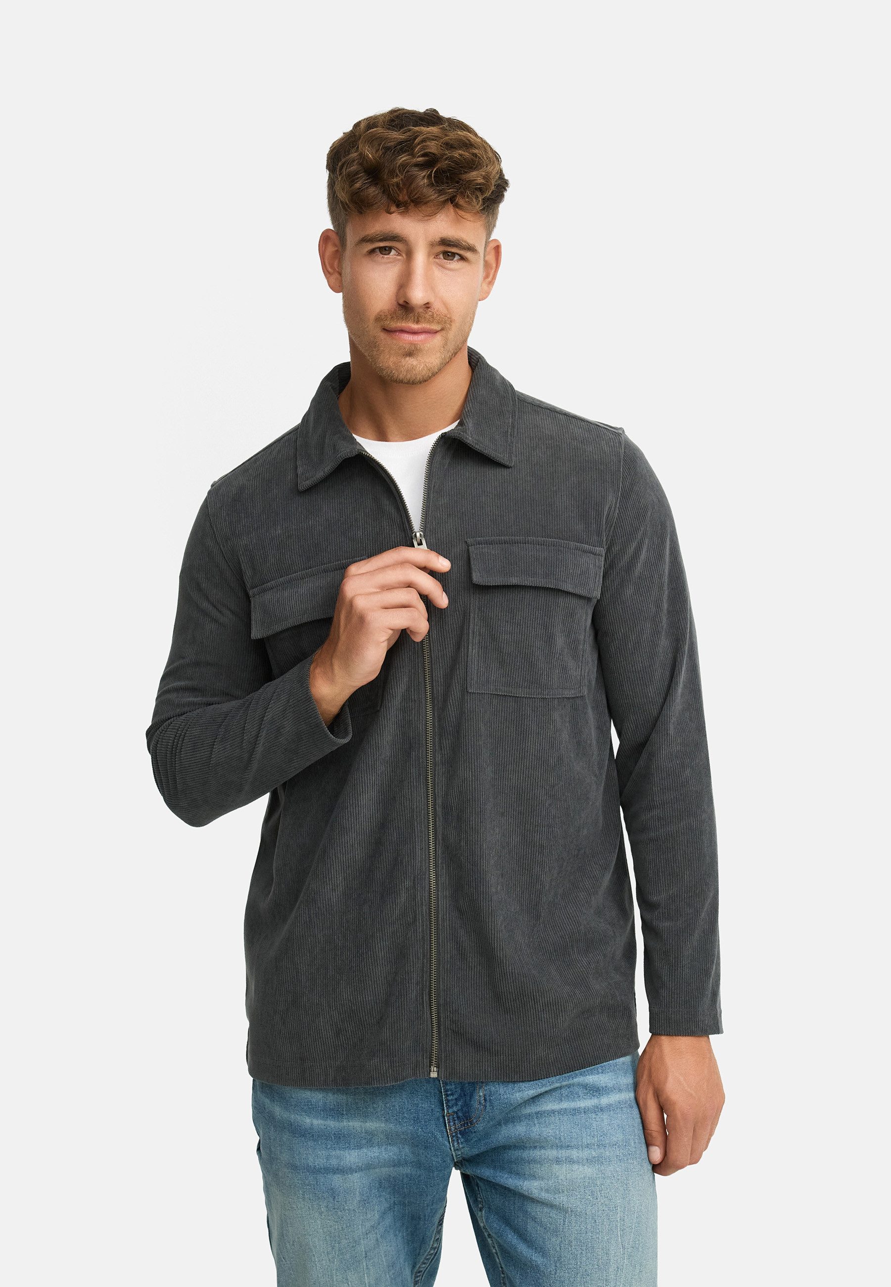 Langarmhemd Herren INNemoto Zip Herrenhemd Langarm