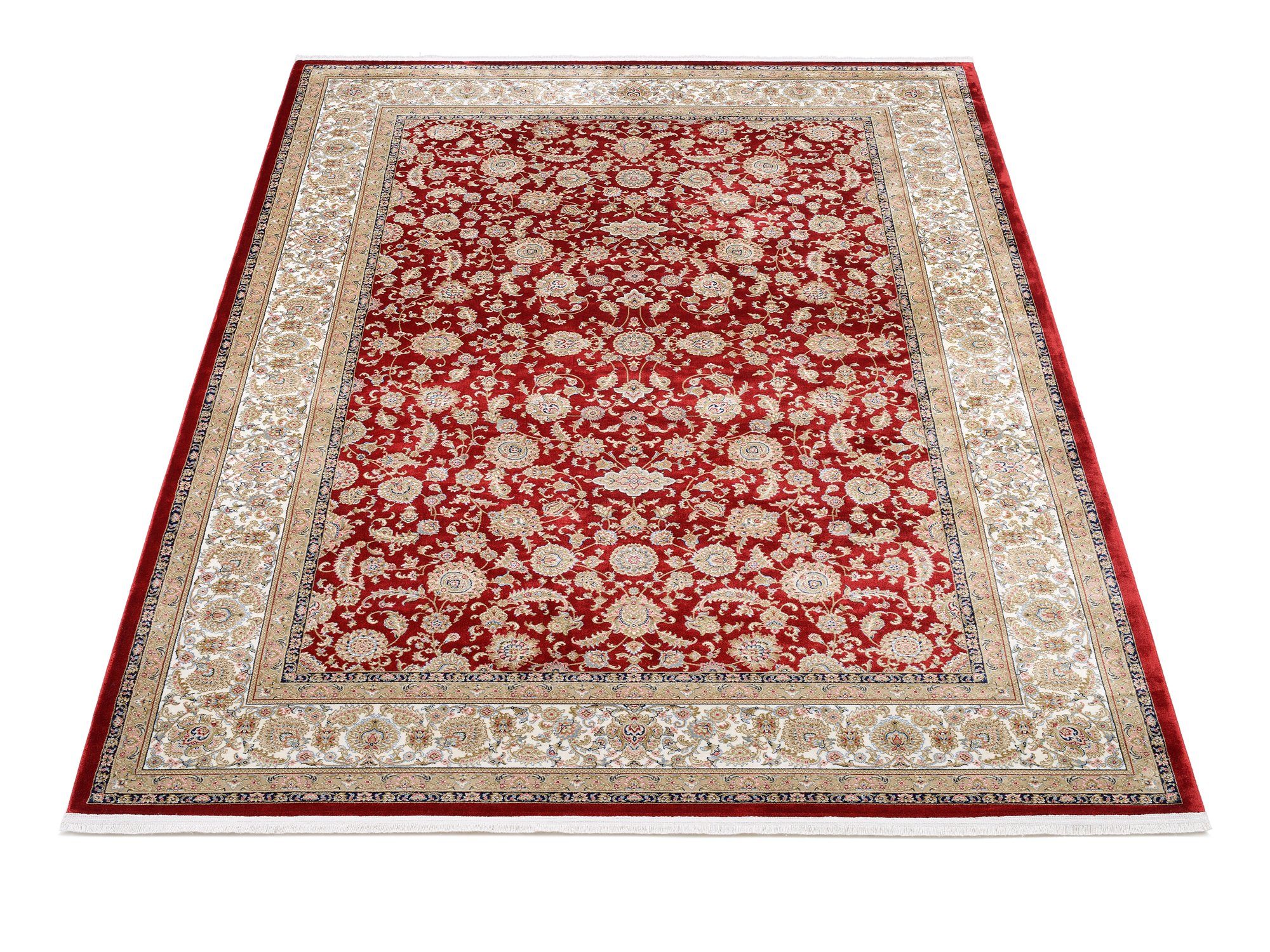 OCI DIE TEPPICHMARKE Teppich INSPIRATION KESHAN, rechteckig, Höhe: 12 mm, Glanz Viskose, mit Fransen, Hoch Tief Struktur, Vintage, Wohnzimmer