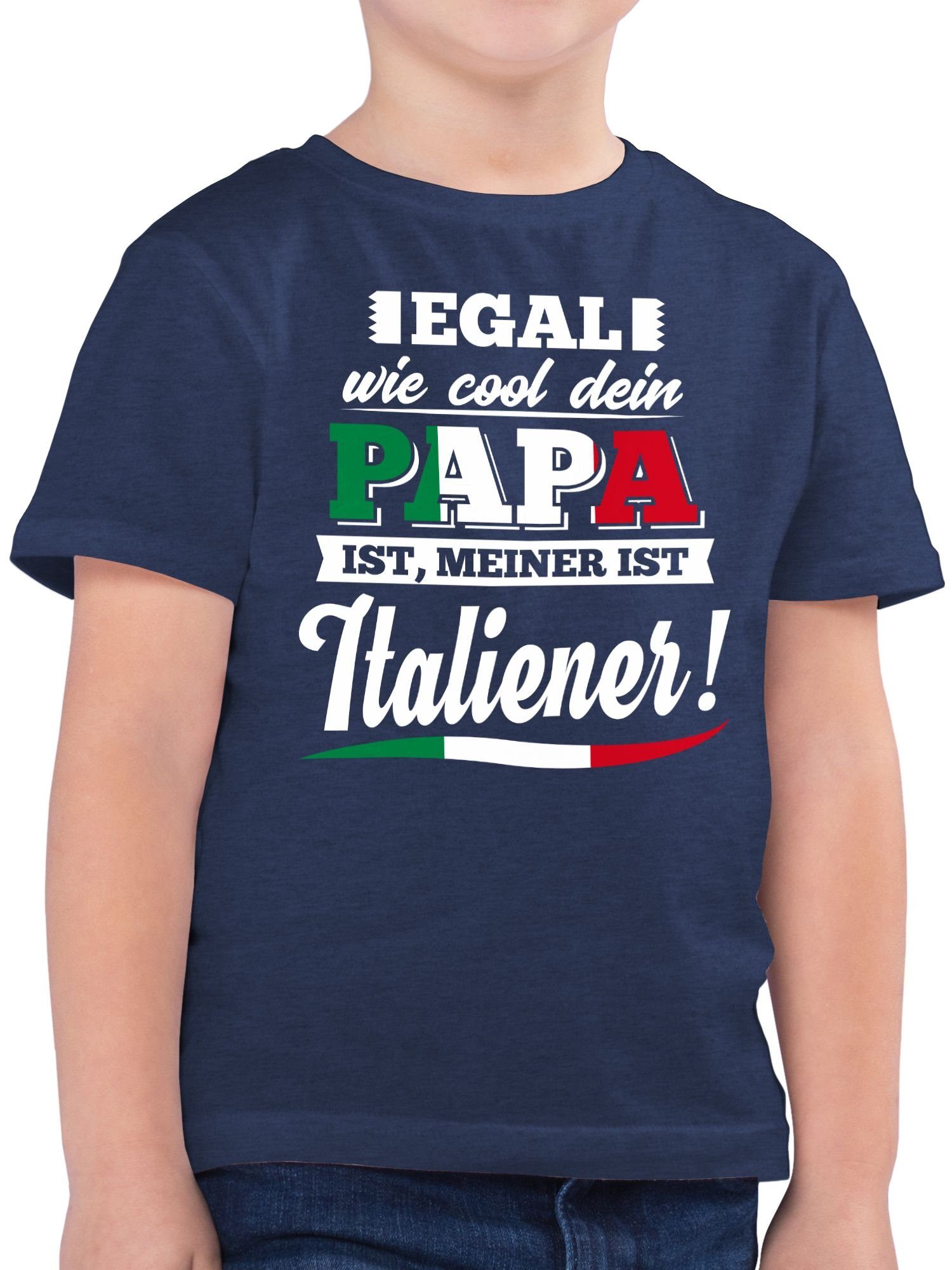 Shirtracer T-Shirt Egal wie Cool dein Papa meiner ist Italiener Statement Sprüche Kinder 1 Dunkelblau Meliert