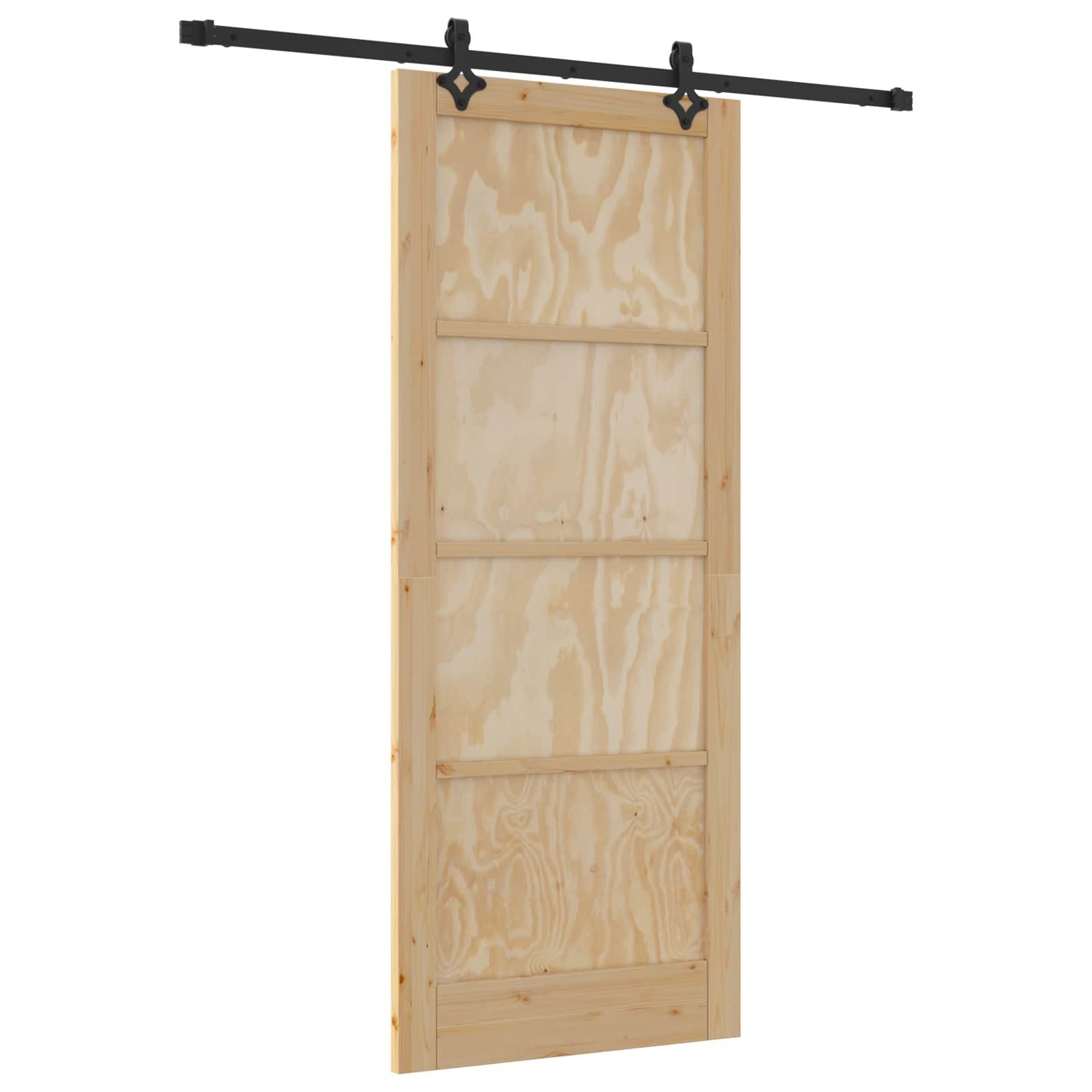 vidaXL Haustür Schiebetür Natürlich und Schwarz 86 x 211 cm (1-St)
