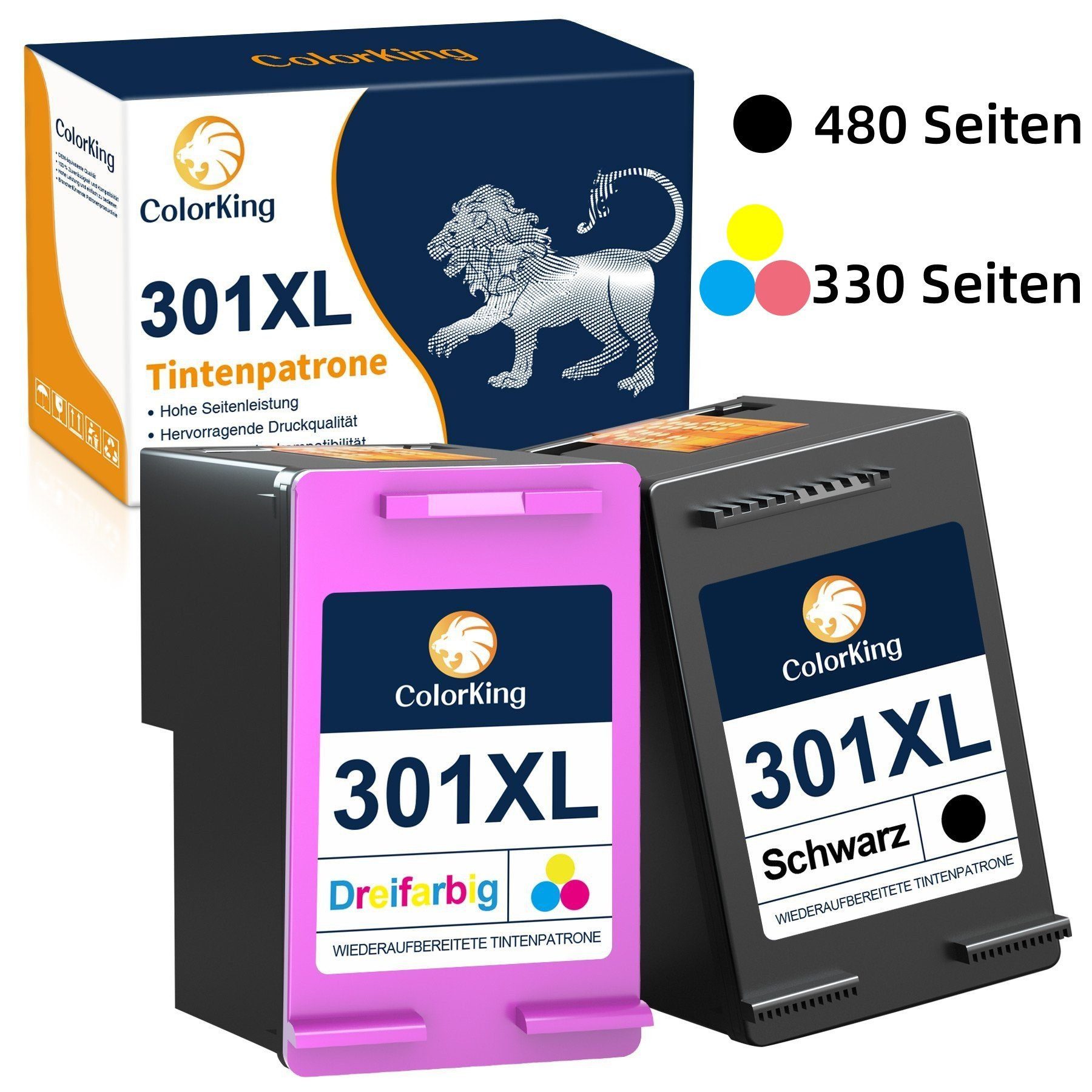ColorKing 2PK für HP 301XL 301 XL deskjet 2540 envy 4502 4504 Tintenpatrone