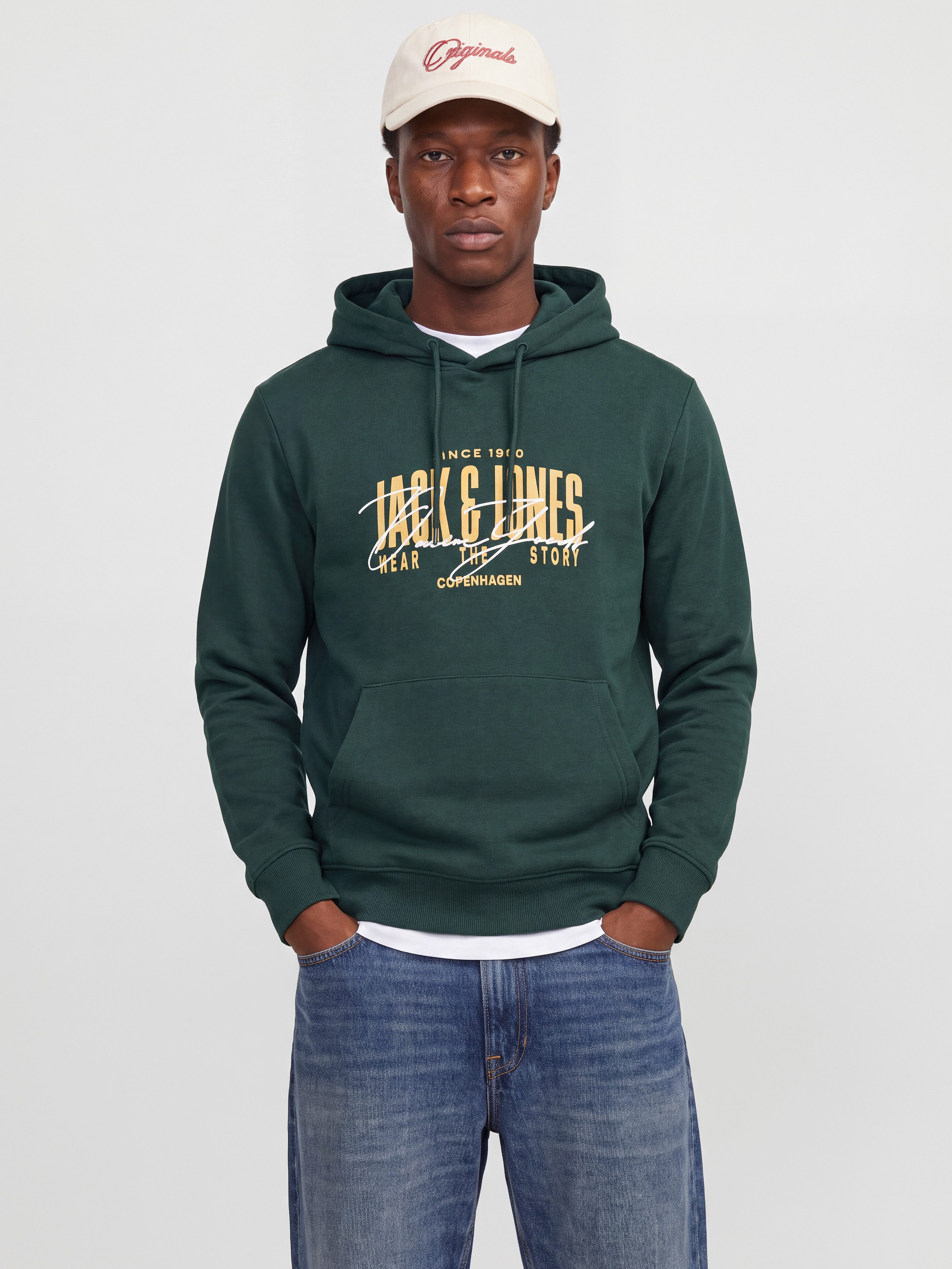 Jack & Jones Kapuzensweatshirt JJAERO SWEAT HOOD Materialmix, regular fit