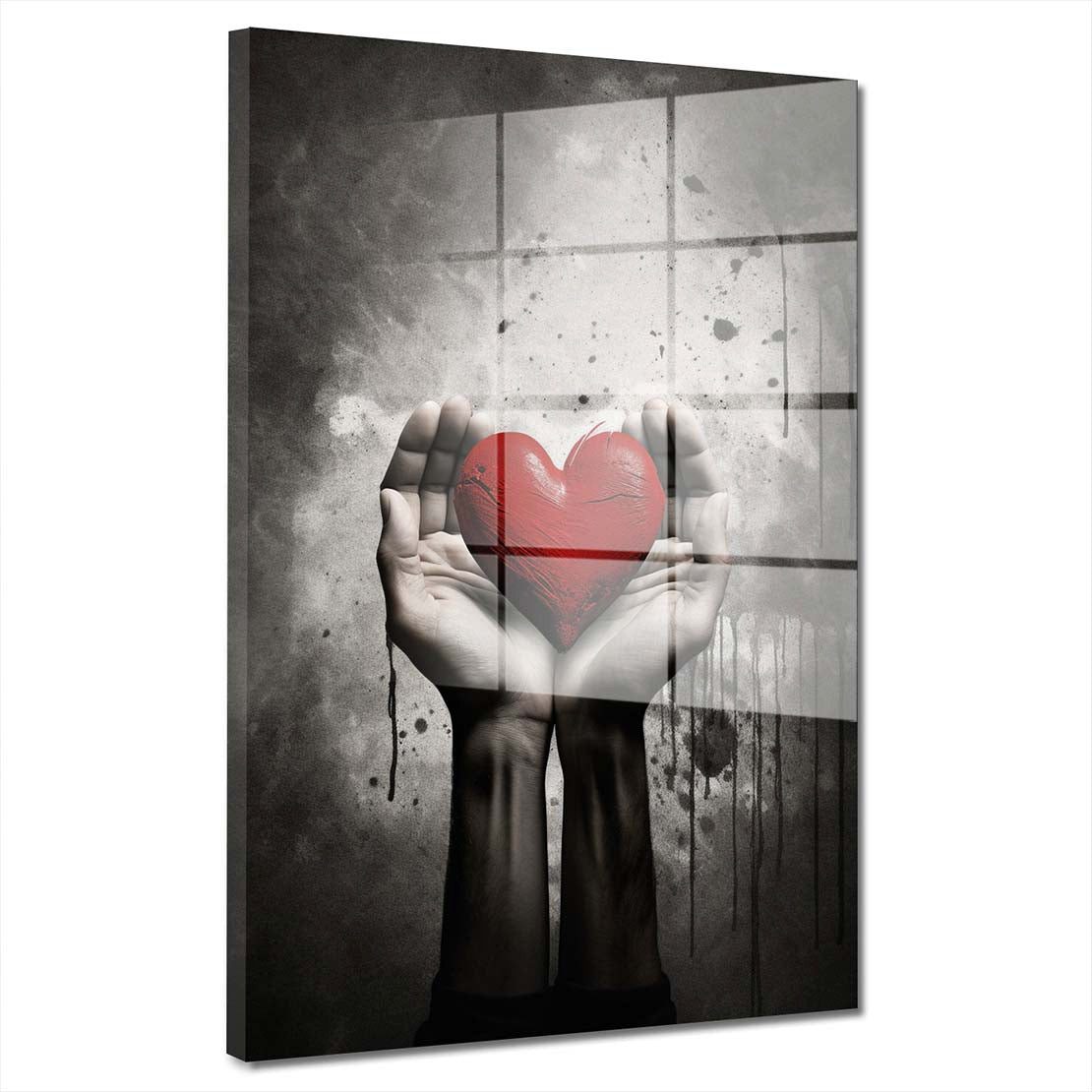 Artedinoi Acrylglasbild Hände mit Herz Abstract Acrylglas Wandbild Bild Wanddeko Wohnzimmer XL