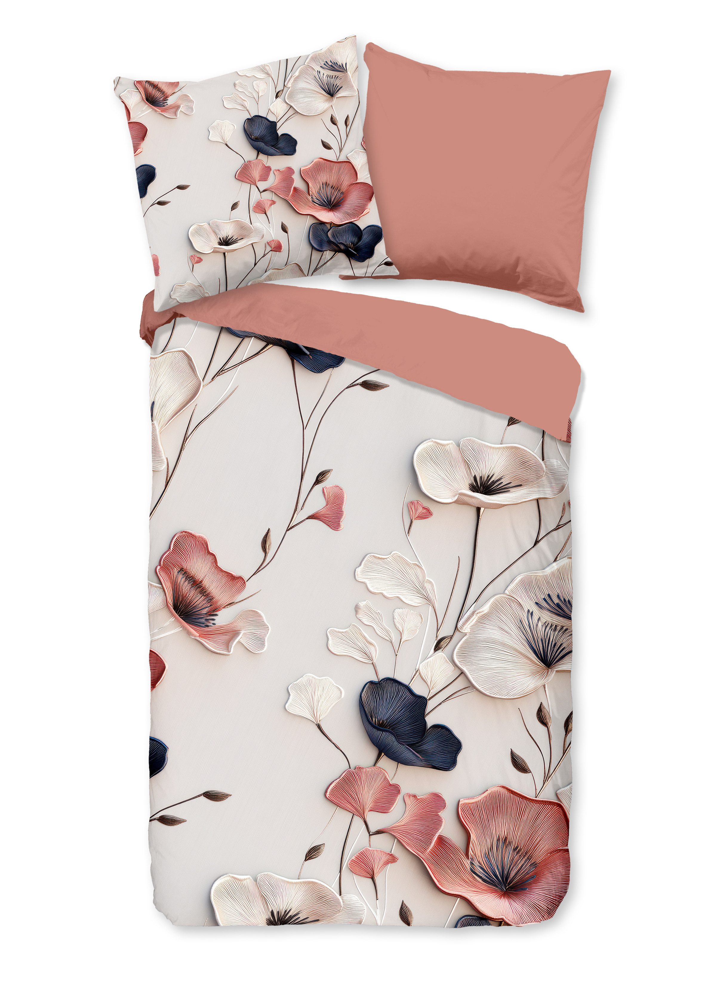 good morning Bettwäsche Bettwäsche 135x200 + 1 x 80x80 cm Renforcé Samos Blumen natur, Renforcé, 2 teilig, 1 x Bettbezug 135 x 200 cm + 1 x Kissenbezug 80 x 80 cm natur