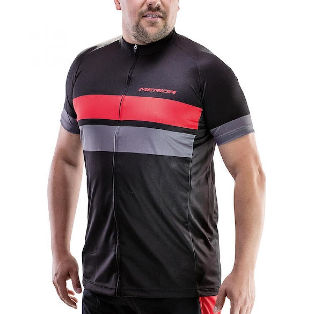 Merida Fahrradsattel Merida Trikot ACTIVE STRIPE Herren schwarz/rot S Schwarz/rot - atmungs