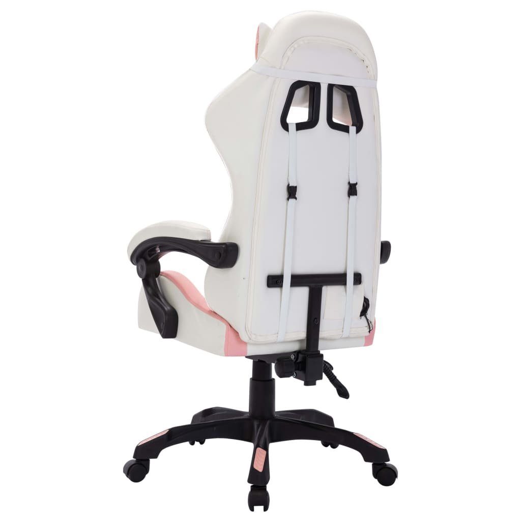 vidaXL Bürostuhl Gaming-Stuhl Kunstleder Schwarz Rosa mit und LED-Leuchten RGB