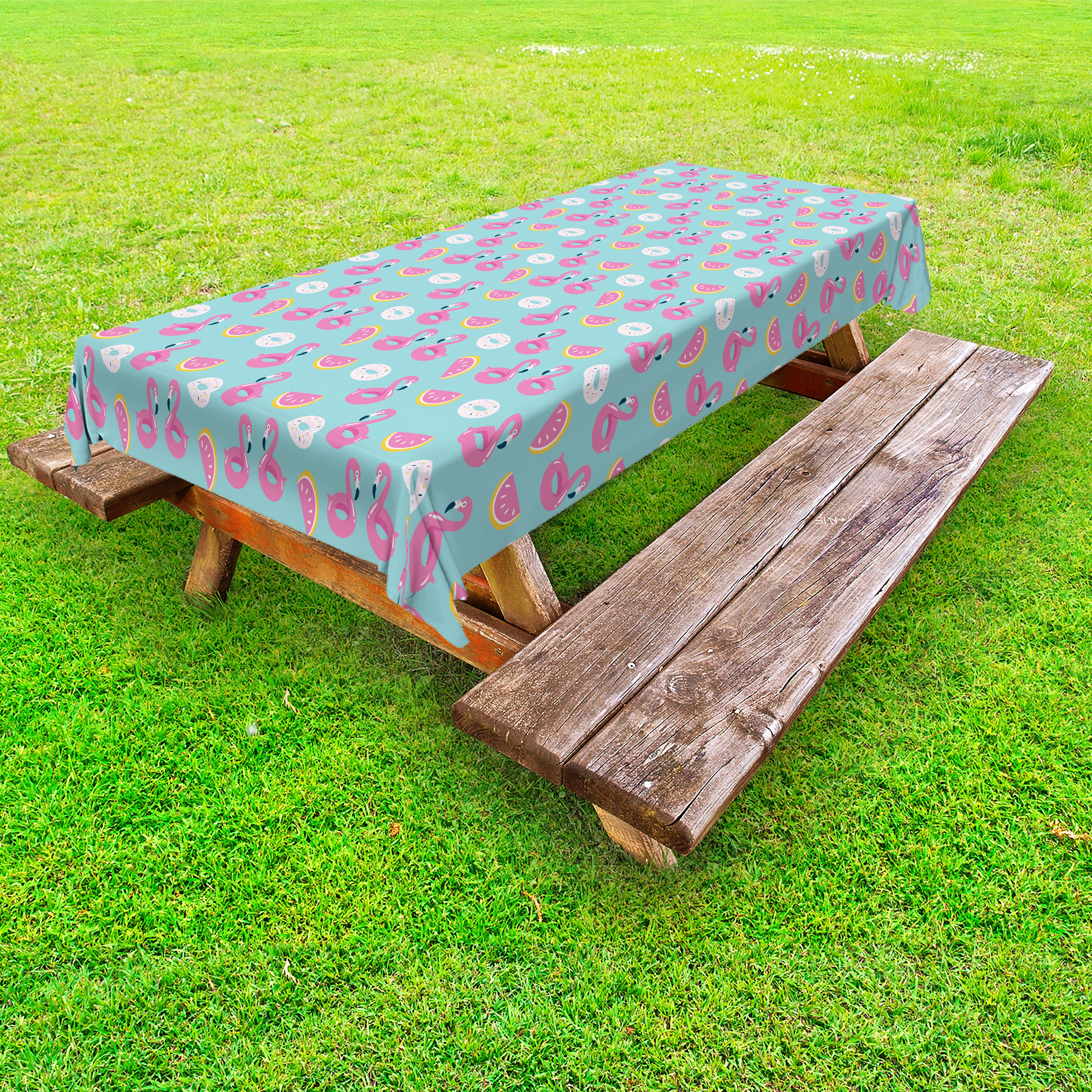 Abakuhaus Tischdecke dekorative waschbare Picknick-Tischdecke, Sommer-Rosa Motiv Shaped Floats