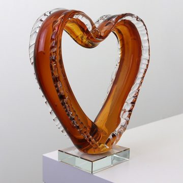 Aubaho Dekofigur Glasskulptur Herz Glasfigur Figur Skulptur Liebe Glas Paar Liebespaar