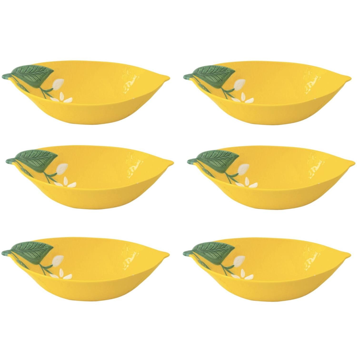 EasyLife Servierschale Fleurs et Citrons, Porzellan, Spülmaschinengeeignet, Mehrfarbig, Zitronen, H: 4.5cm