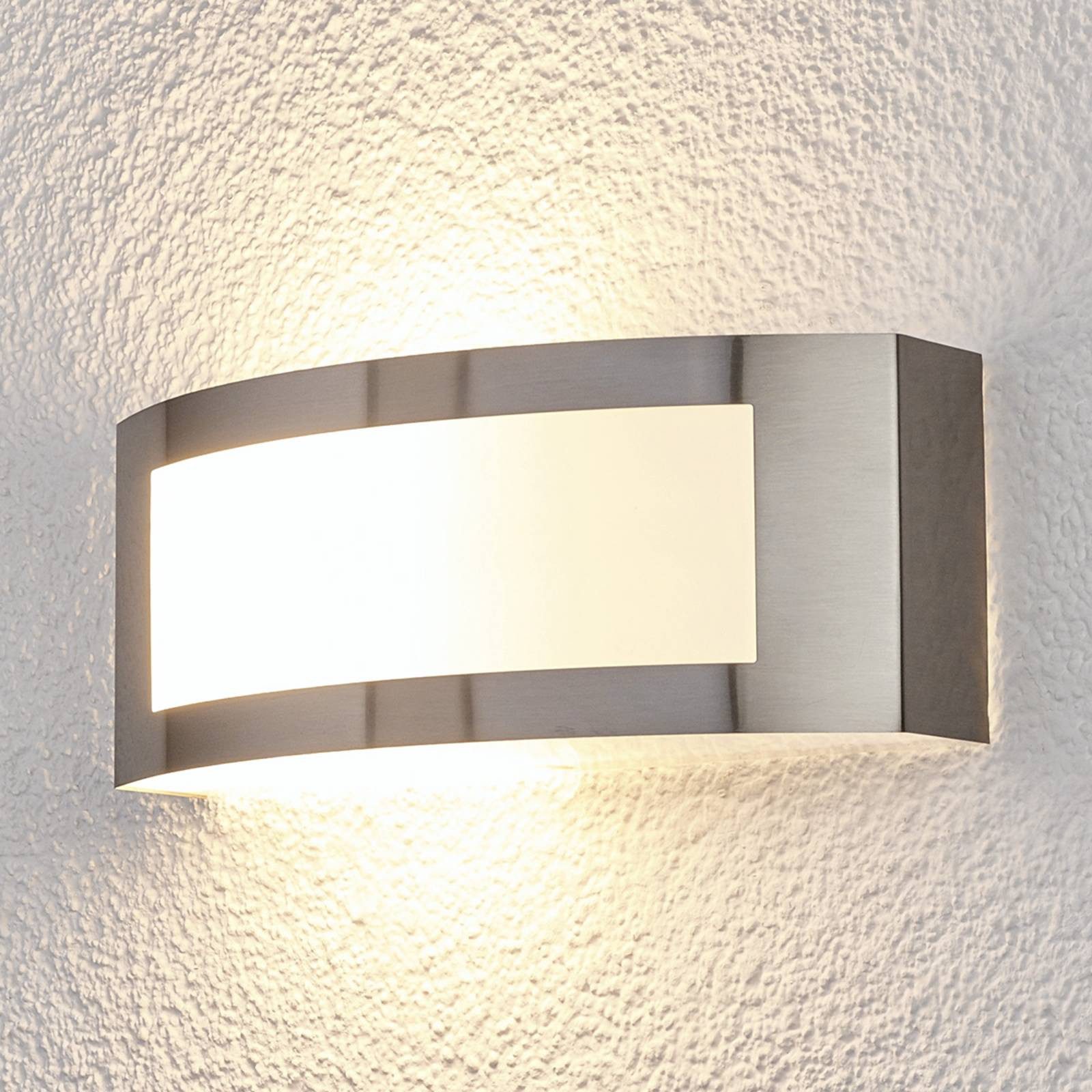 Lindby Außen-Wandleuchte Raja, Edelstahl Alu IP44, 1 x 14 W