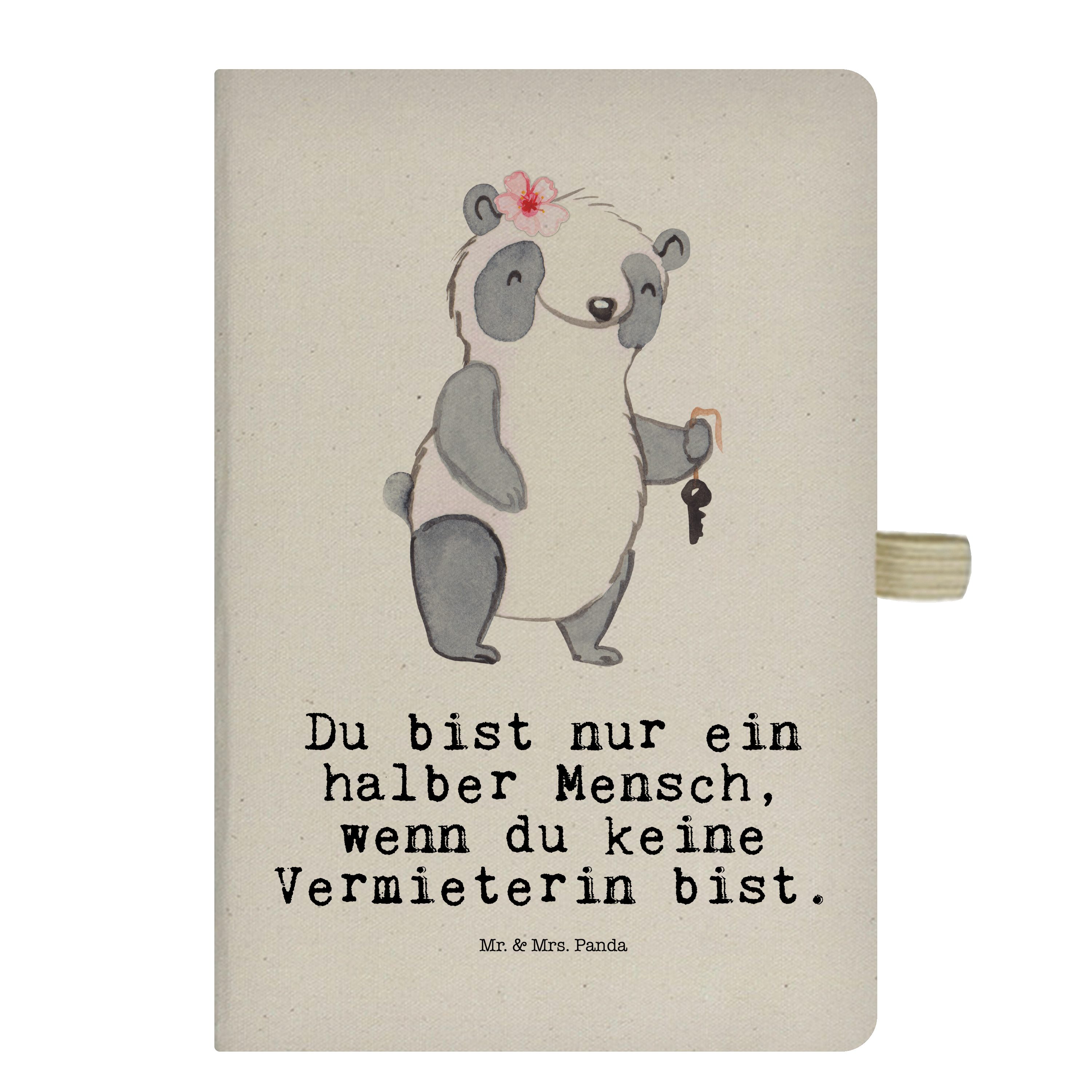 Mr. & Mrs. Panda Notizbuch Vermieterin mit Herz - Transparent - Geschenk, Jubiläum, Danke, Notiz Mr. & Mrs. Panda