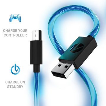 Stealth USB Kabel Doppelpack (2x 2m) Play&Charge mit LED Beleuchtung USB-Kabel, Micro-USB, (200 cm), Beleuchtung