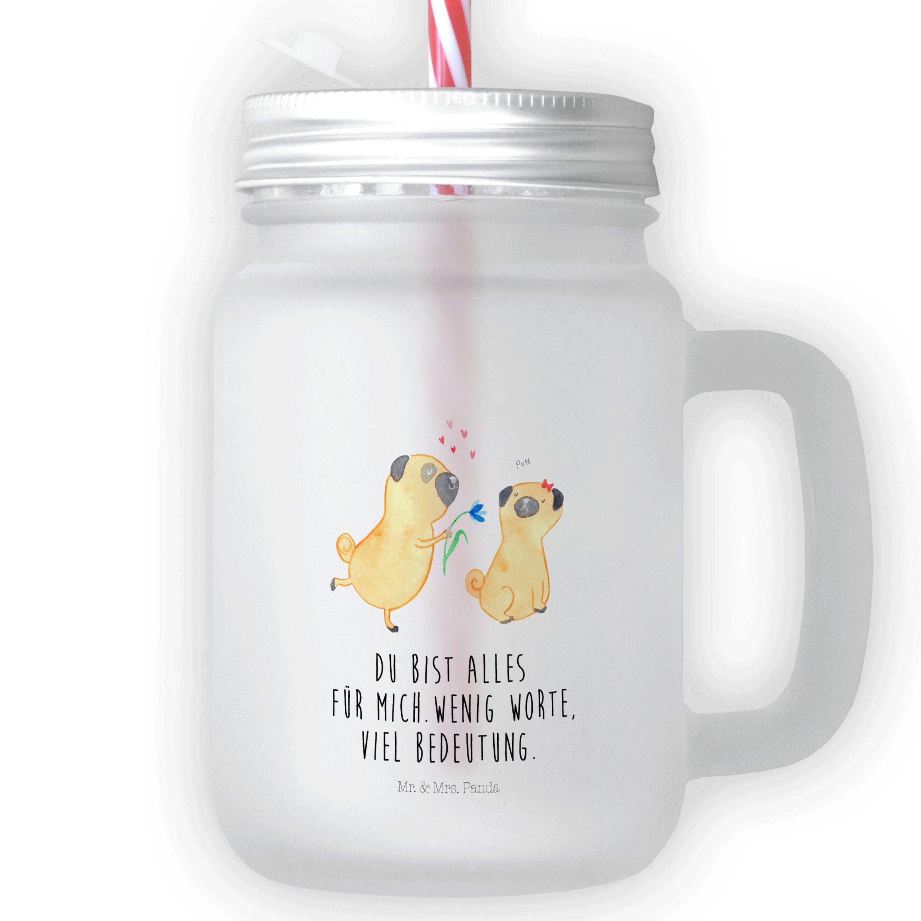 Mr. Glas Geschenk, Mrs. & Premium - Mops - verliebt Glas Panda Hundebesitzer, Vier, Transparent Haustier,