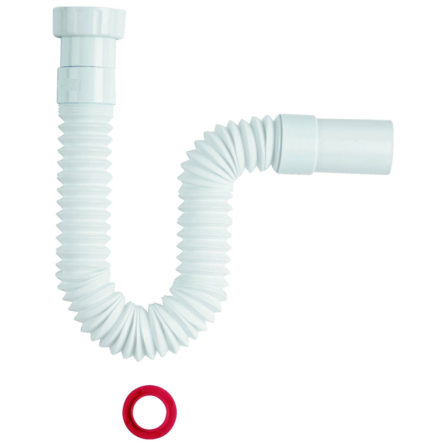 Sanixa Siphon Universal-Abflusssiphon flex 1 1/2" Zoll auf 40 / 50mm Siphon Küche Spüle Bad Waschbecken Ablauf flexibel