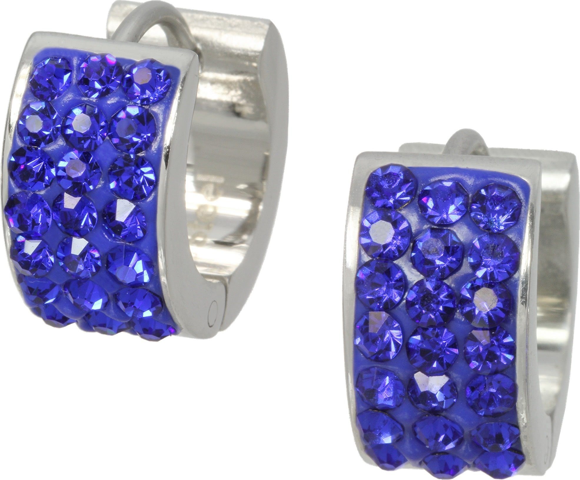 Amello Paar Creolen Amello Ohrringe Edelstahl Creolen Damen (Creolen), Damen Creolen aus Edelstahl (Stainless Steel), silberfarben, blau