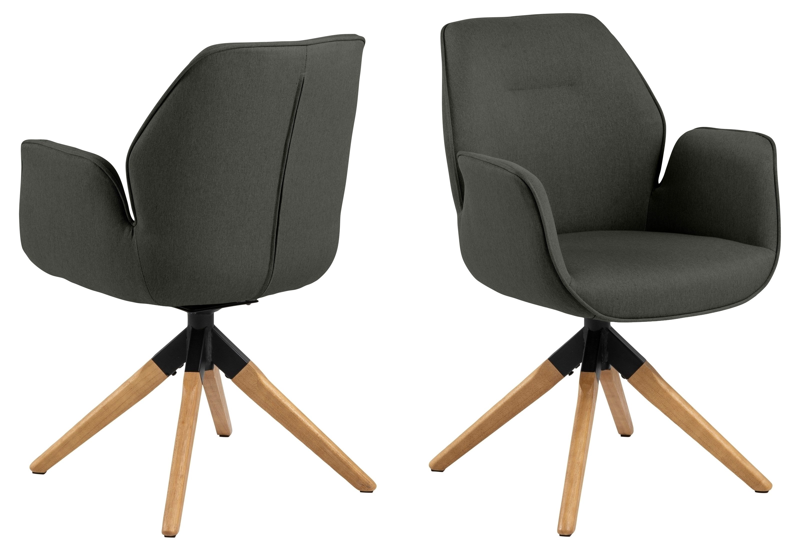 ACTONA GROUP Armlehnstuhl in Grau, Polyester, Rubberwood - 60,5x91x58,5cm (BxHxT)