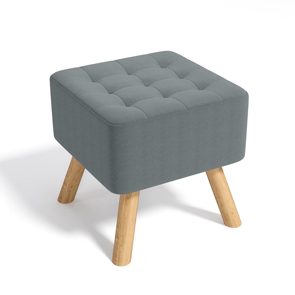 LIVINGANDHOME Sitzhocker Quadratischer Polsterhocker mit Eichenholzbeine, a günstig online kaufen