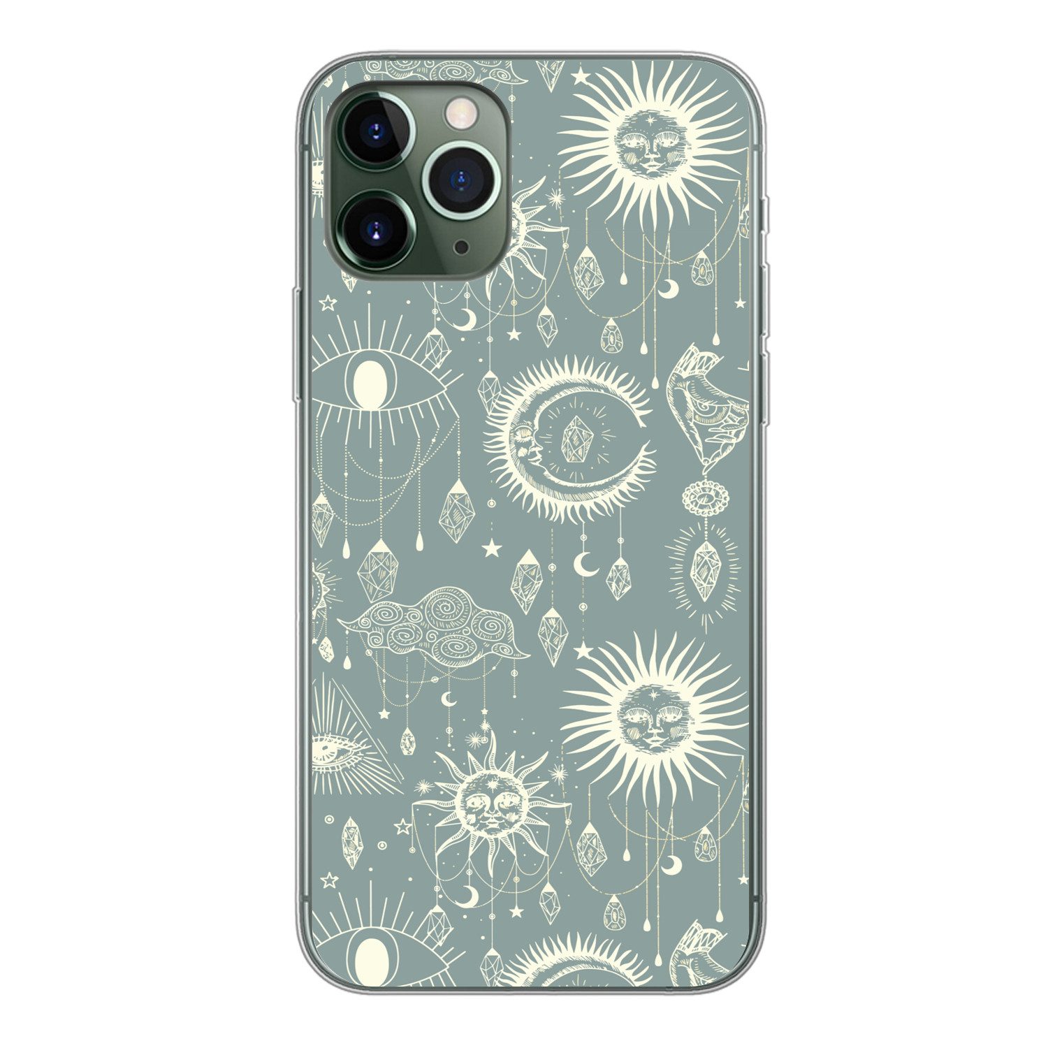 MuchoWow Handyhülle für Apple iPhone 11 Pro Boho - Druck - Blau - Sonne - Augen - Zen, Smartphone-Bumper, Print, Handy Schutzhülle Dünn