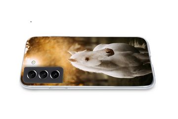MuchoWow Handyhülle Pferd - Sonne - Herbst - Tiere - Natur, Phone Case, Handyhülle Samsung Galaxy S21 FE, Silikon, Schutzhülle