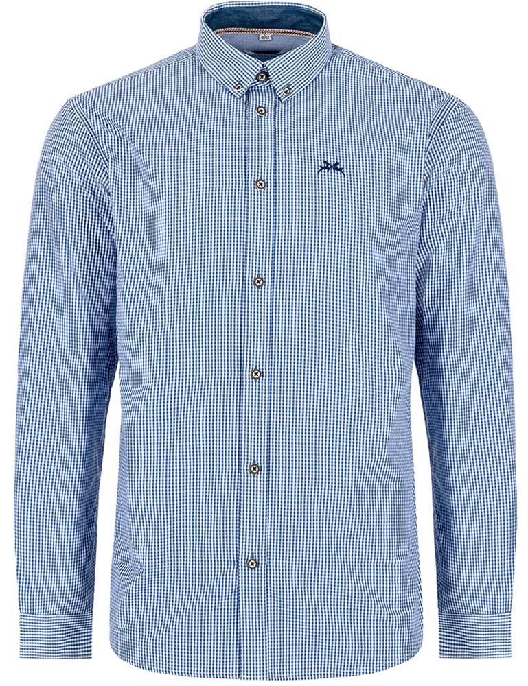 Maddox Trachtenhemd Kariertes Herrenhemd mit Hirsch Stickerei, Navy B günstig online kaufen