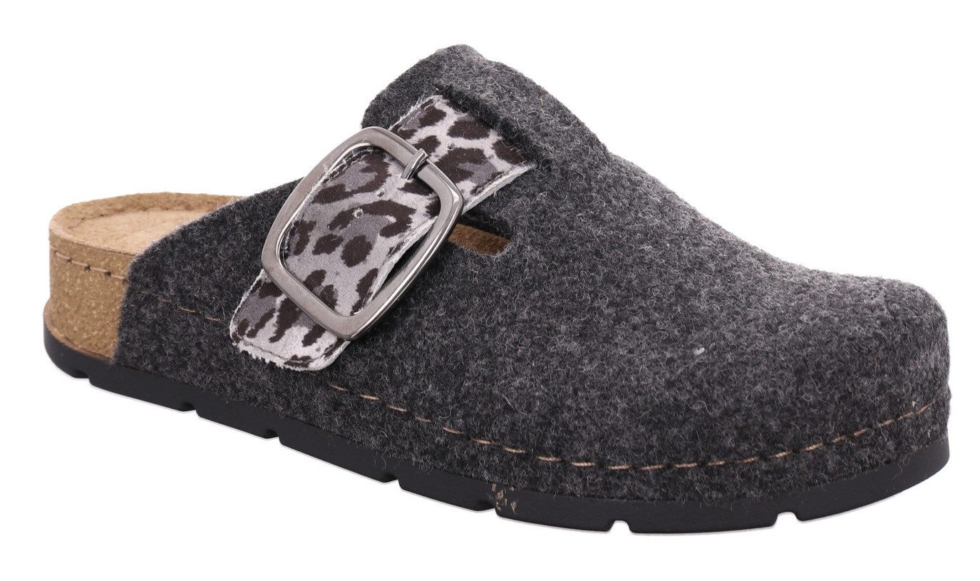 Rohde SOAVE Pantoffel Hausschuh, Filz Clog, Homeslipper mit Plateausohle