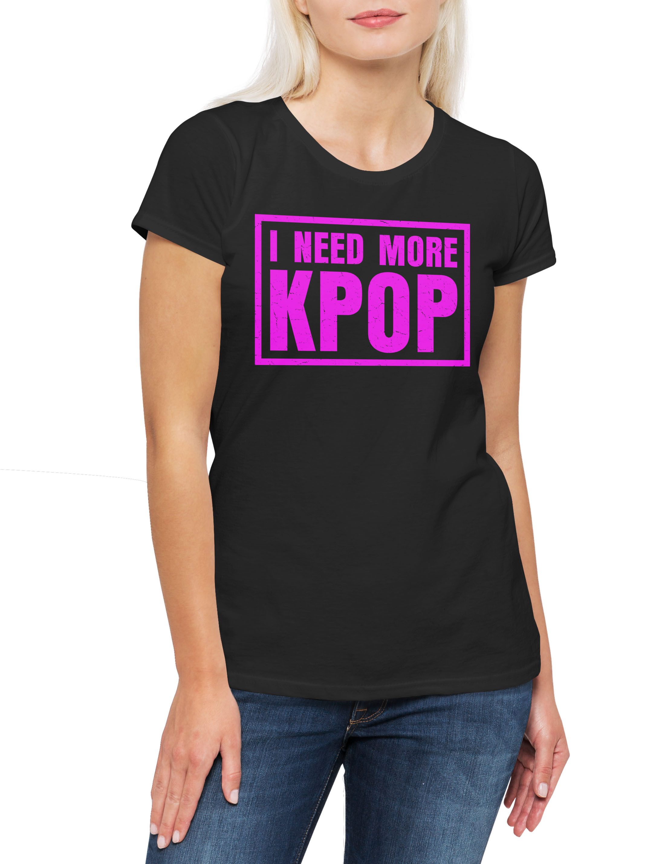 Urban Backwoods Print-Shirt I Need More KPOP Damen T-Shirt Asian Korean Pop Korea Music Musik (1-tlg) South Band Music Idol