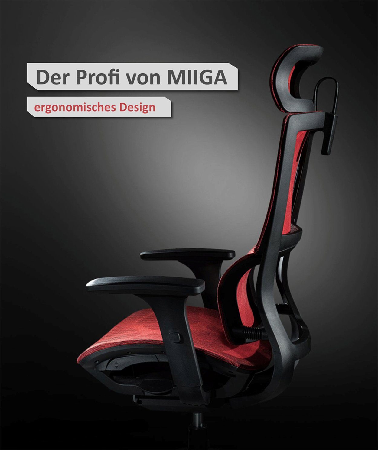 Schwarz MIIGA atmungsaktiv | belastbar Drehstuhl ergonomisch Schwarz bis (1-Stuhl-Packung), 150kg