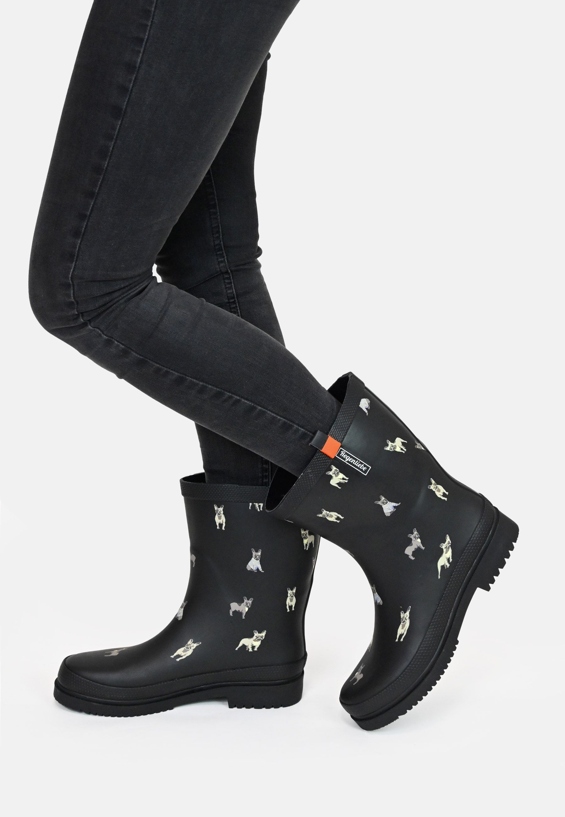 Regenliebe Waldi Mops Gummistiefel Halbschaft Stiefel mit Hundemotiv